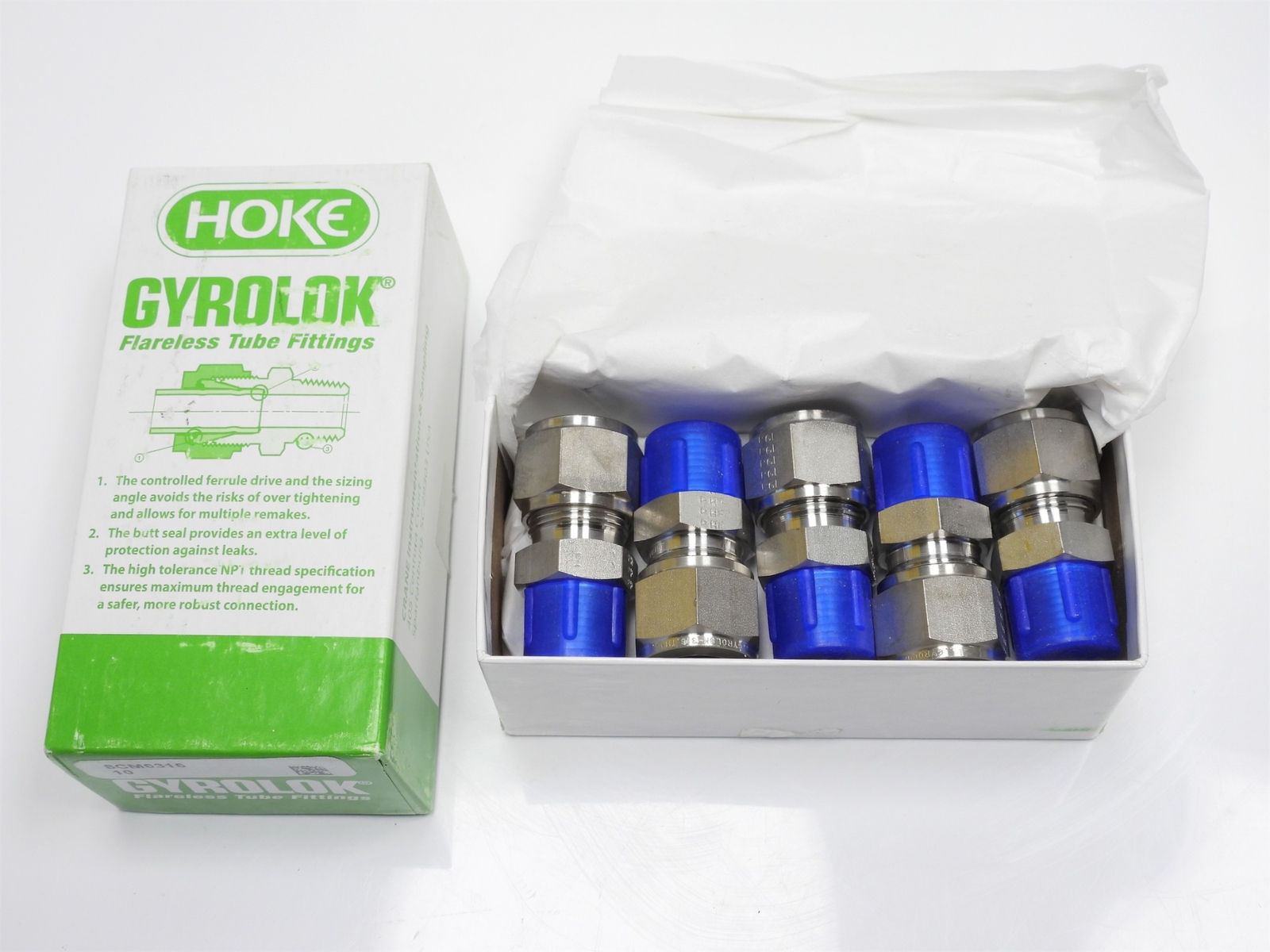 (10) Hoke Gyrolok 316 Stainless Steel 1/2 Tube OD x 3/8 NPT Male Pipe STRAIGHT C