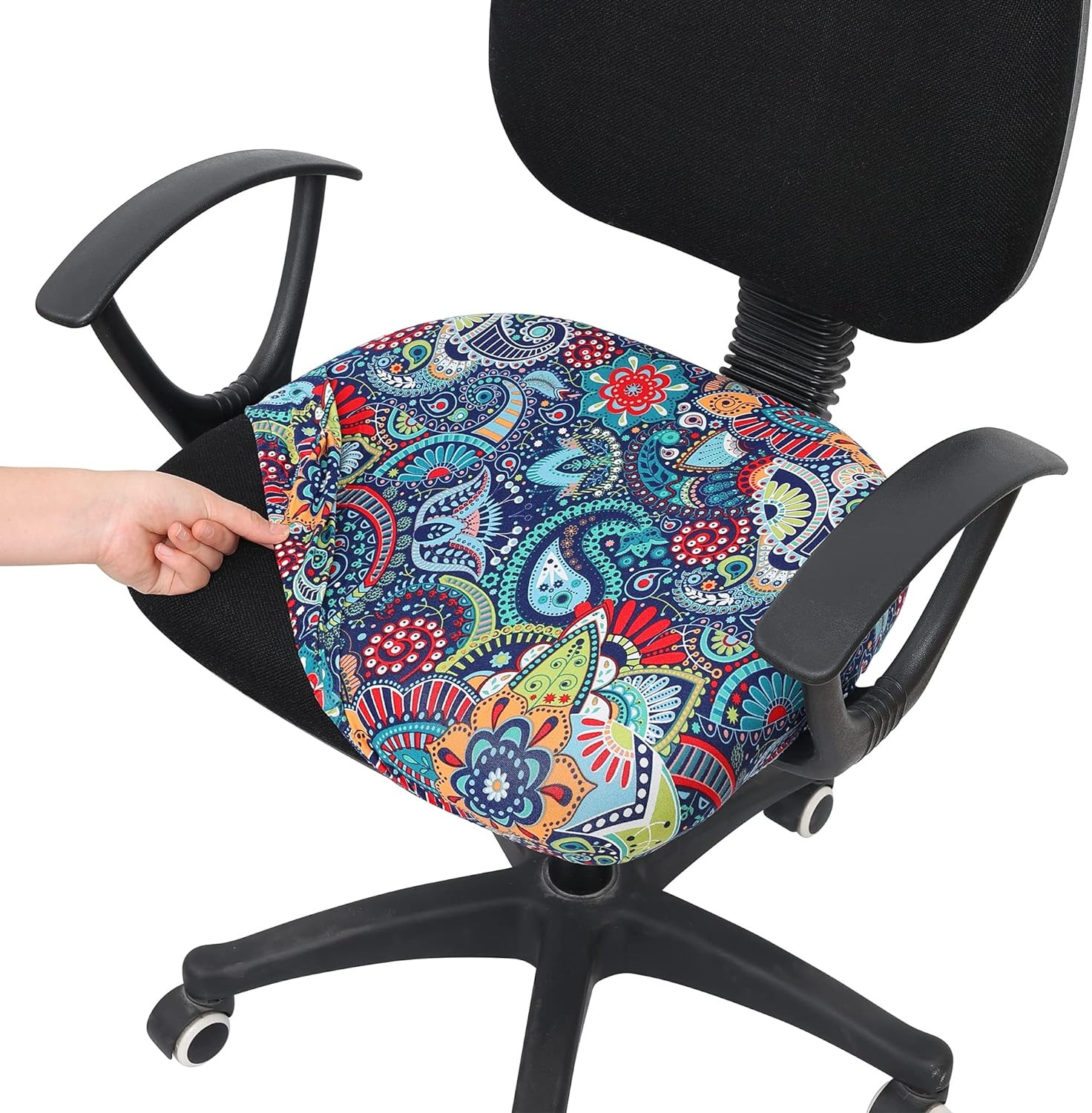 Printed Office Computer Chair Seat Covers Stretch Fit Universal Desk Rotating Ch