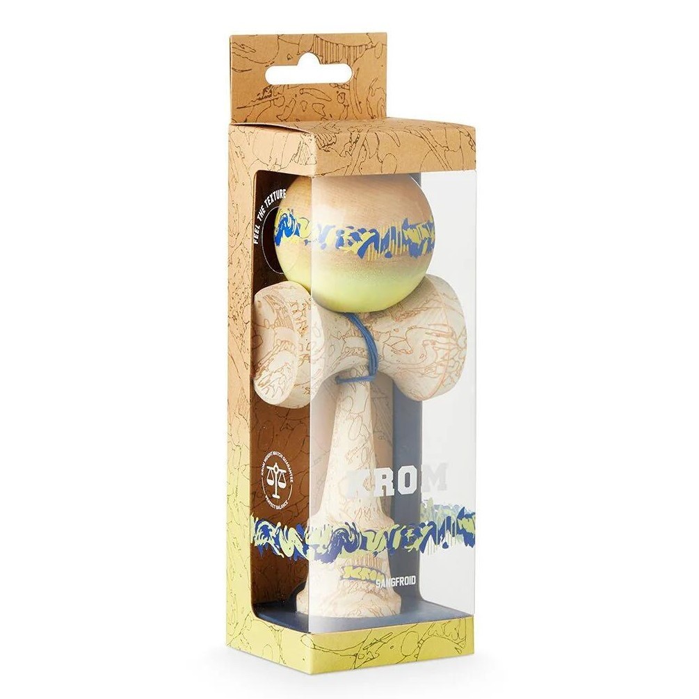 KROM Unity Yellow Kendama 2GOOD Shape Maple Wood w/Mini Bearing & Sticker NEW
