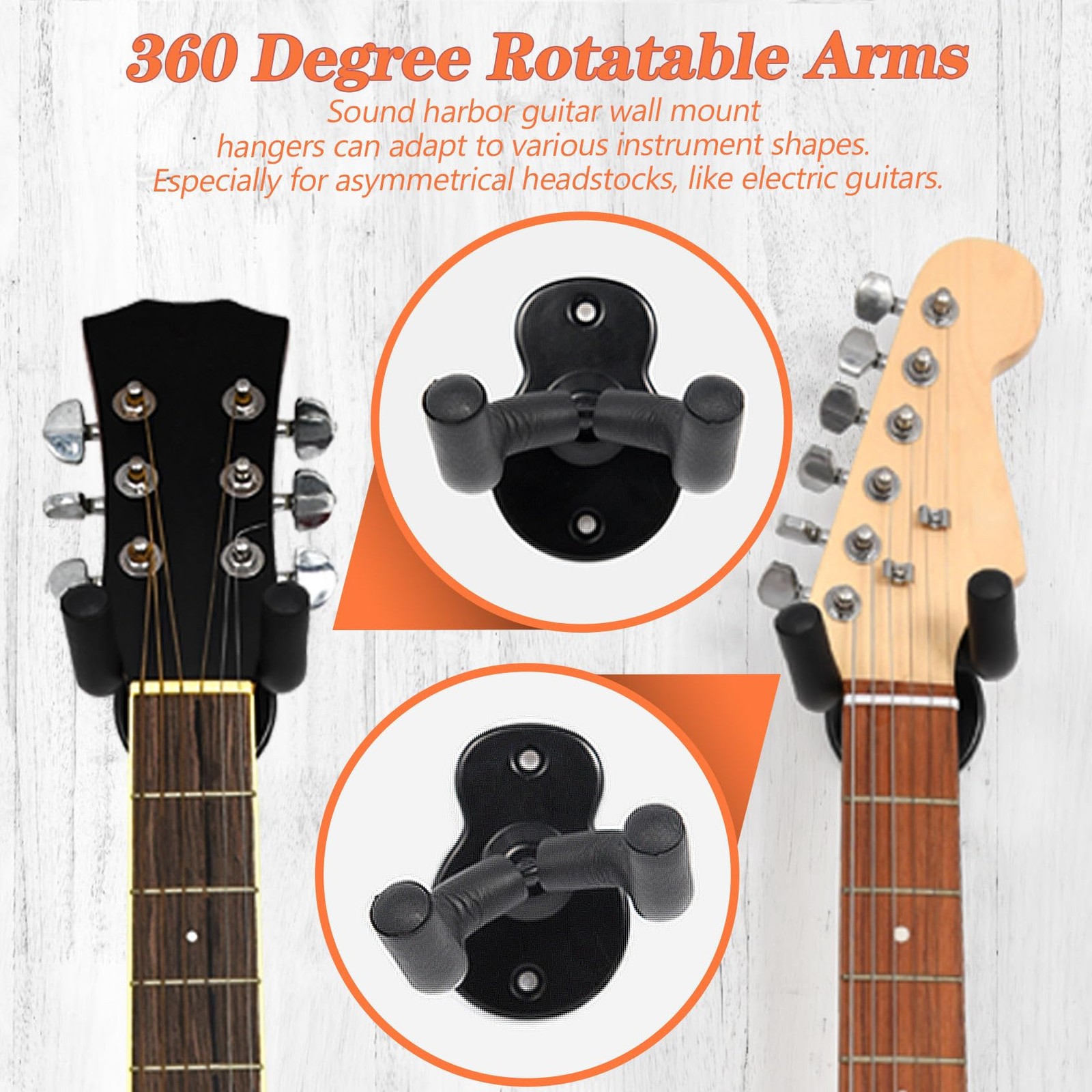 Guitar Wall Mount 5 Pack Wall Hangers for for Acoustic Electric Bass Guitar a...