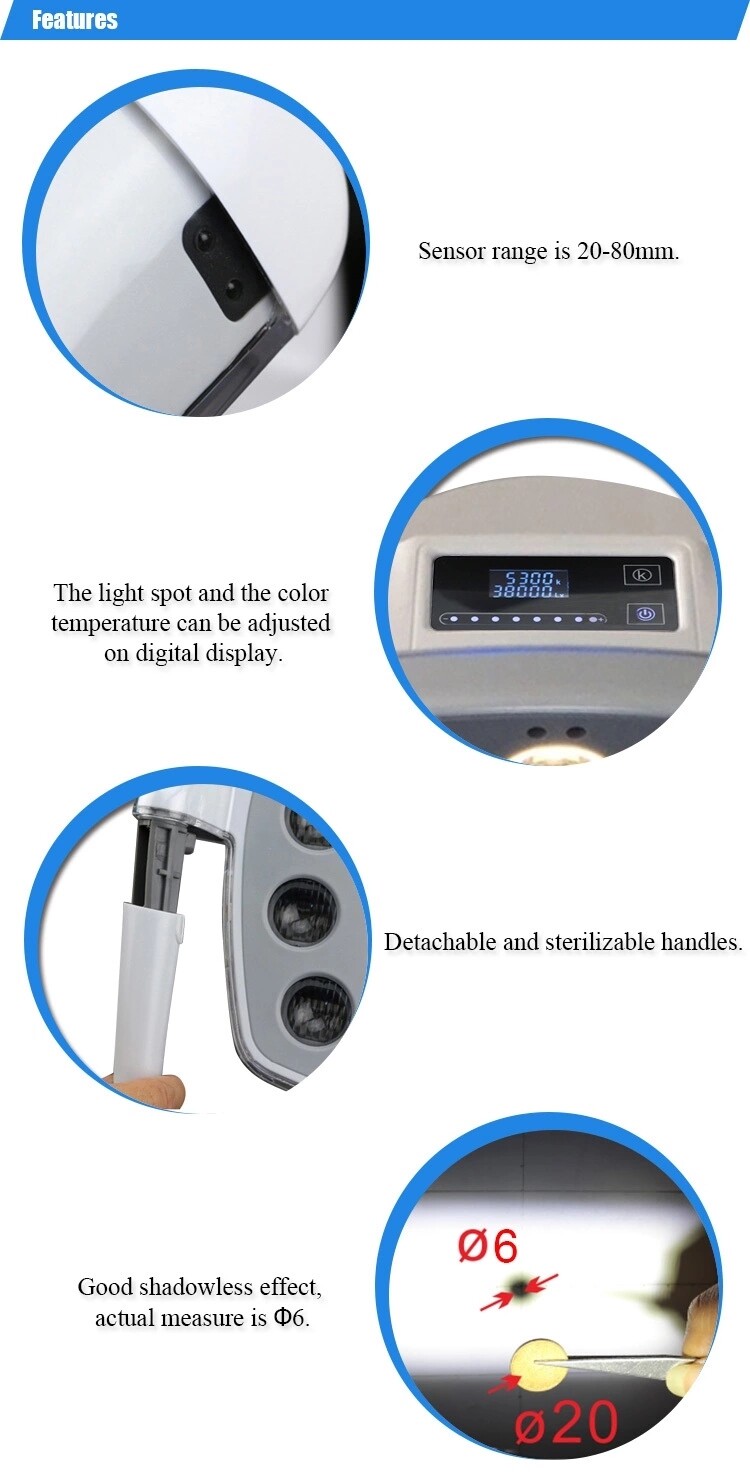 Dental Implant Light Operating Light 8 LEDs Sensor Light with Ceiling Mount Arm