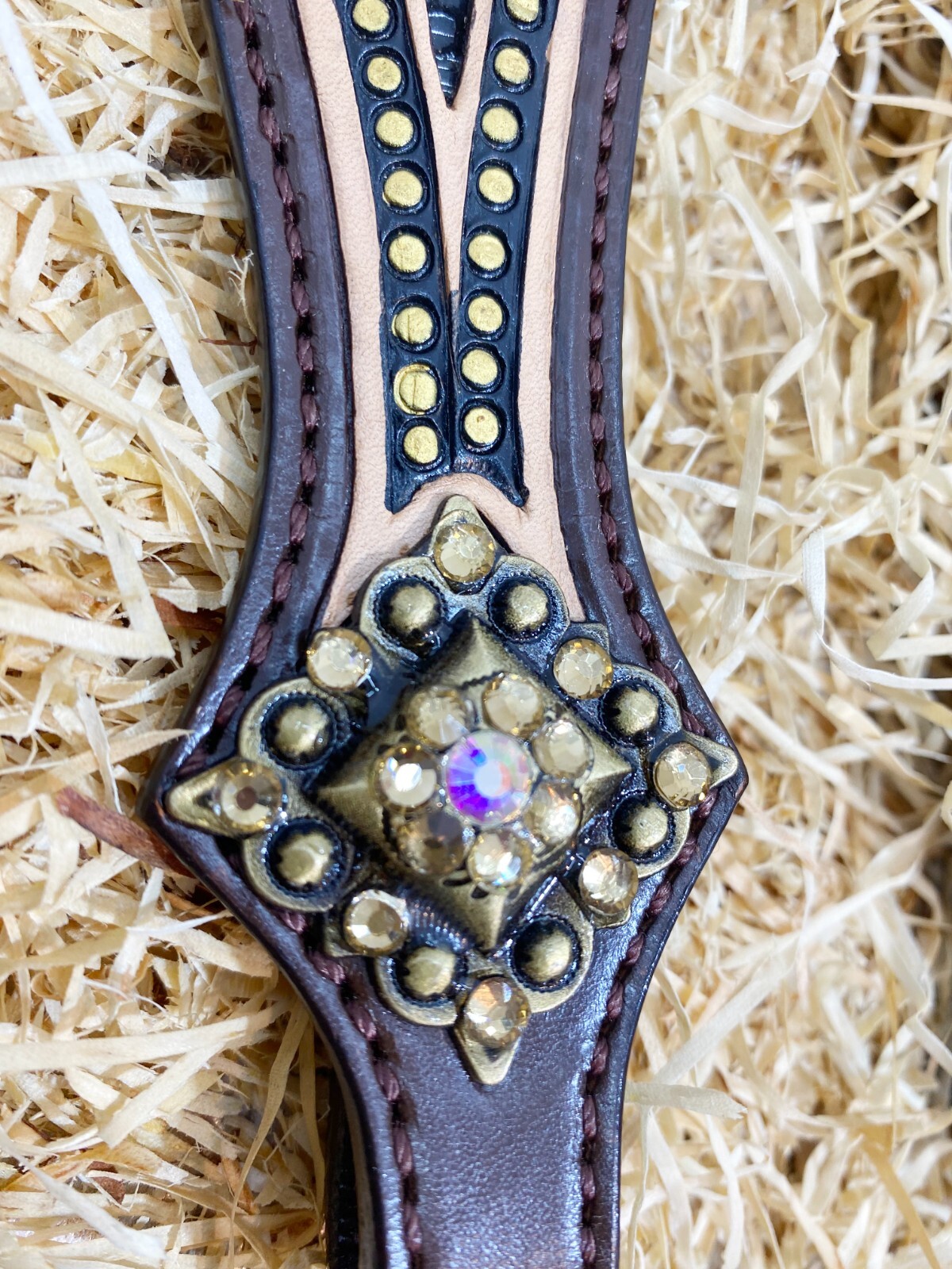 Western Leather Headstall Set Horse Decorated with Paisley Carving Gifts MOUSM