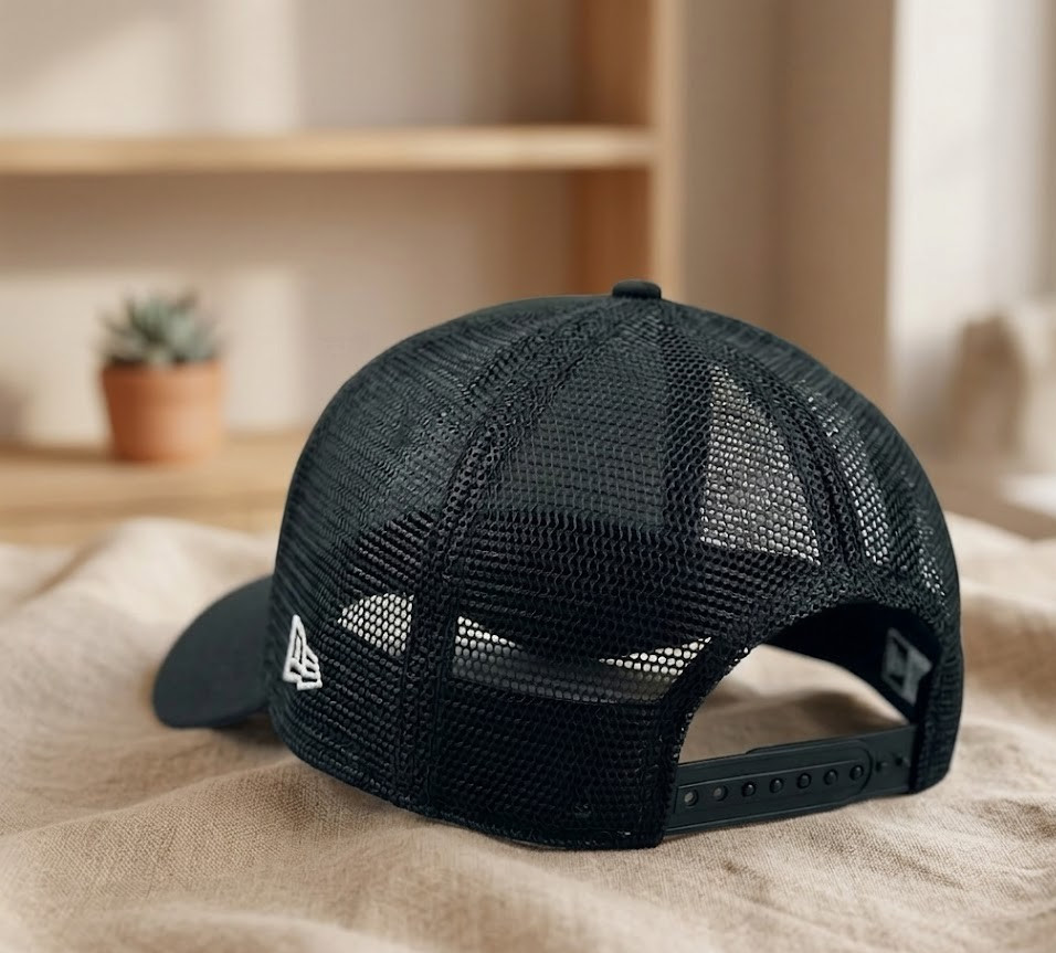 Mack Embroidered Logo Trucker Hat Black Mesh Adjustable Cap