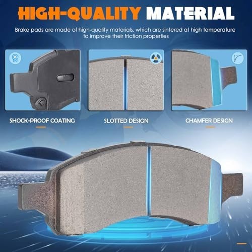 Front Rear Brake Pads 8-Pc Semi-Metal Fits Buick Enclave Chevy Trailblazer GMC
