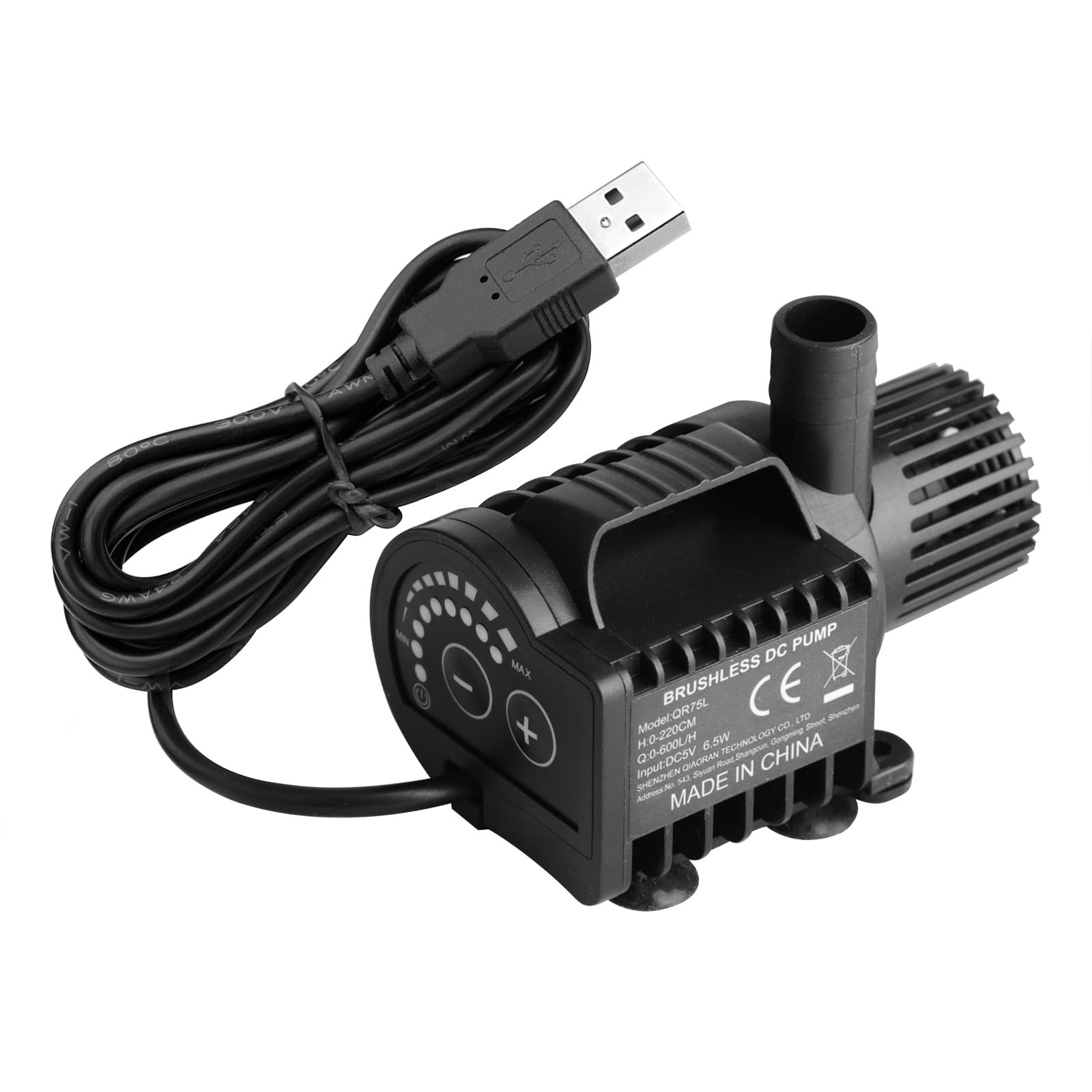 6.5W USB Submersible Clear Water Pump with Adjustable Flow Rate, Mini Pump fo...