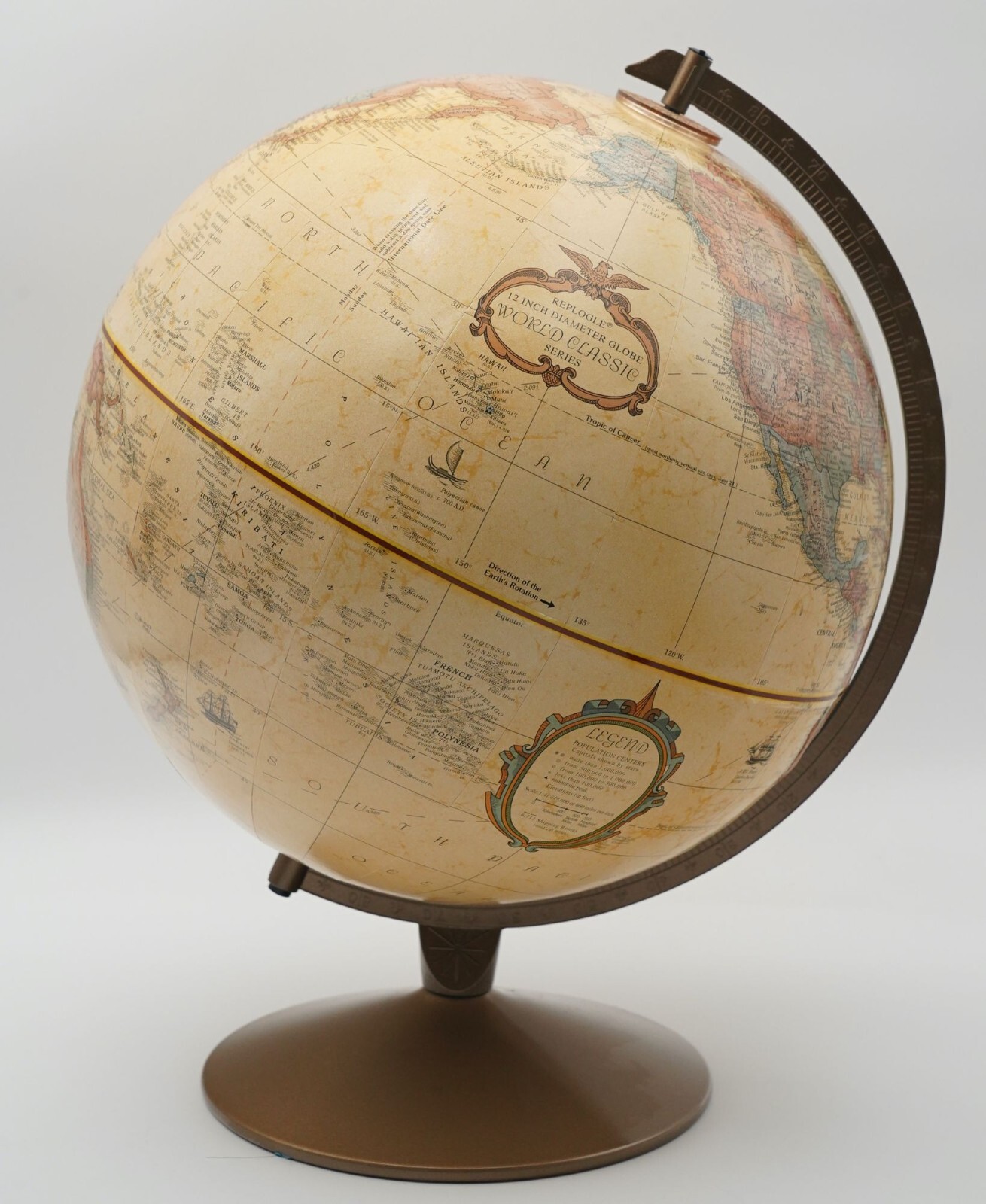 Replogle World Classic Series 12" Diameter Globe with Gold Metal Stand