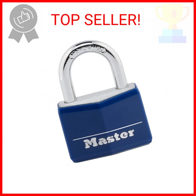 Master Lock Blue Vinyl Covered Aluminum Keyed Padlock, Small Lock for Gym or Sch