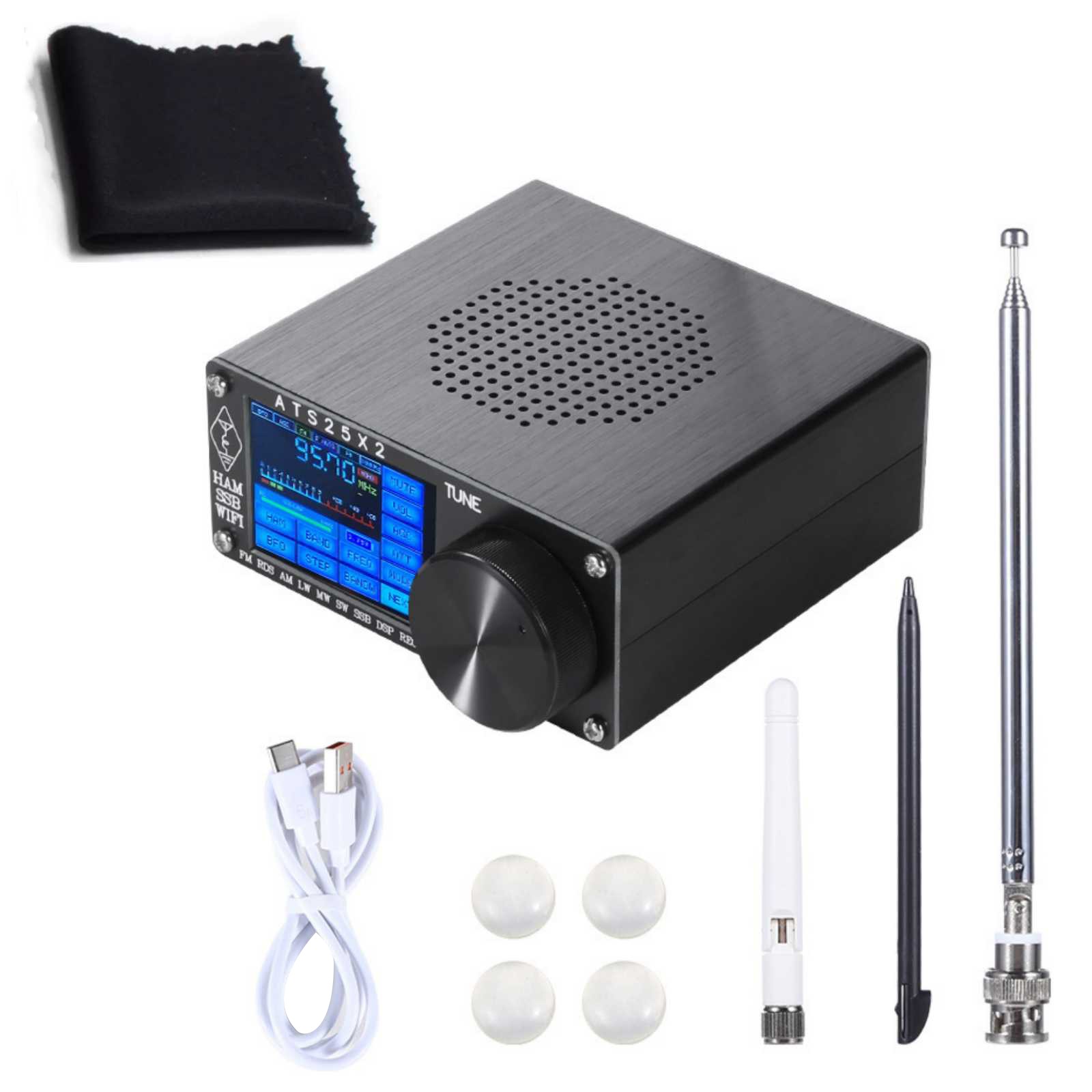 Black ATS25X2 WIFI Radio Receiver FM RDS AM LW MW SW SSB DSP All Band Receiver