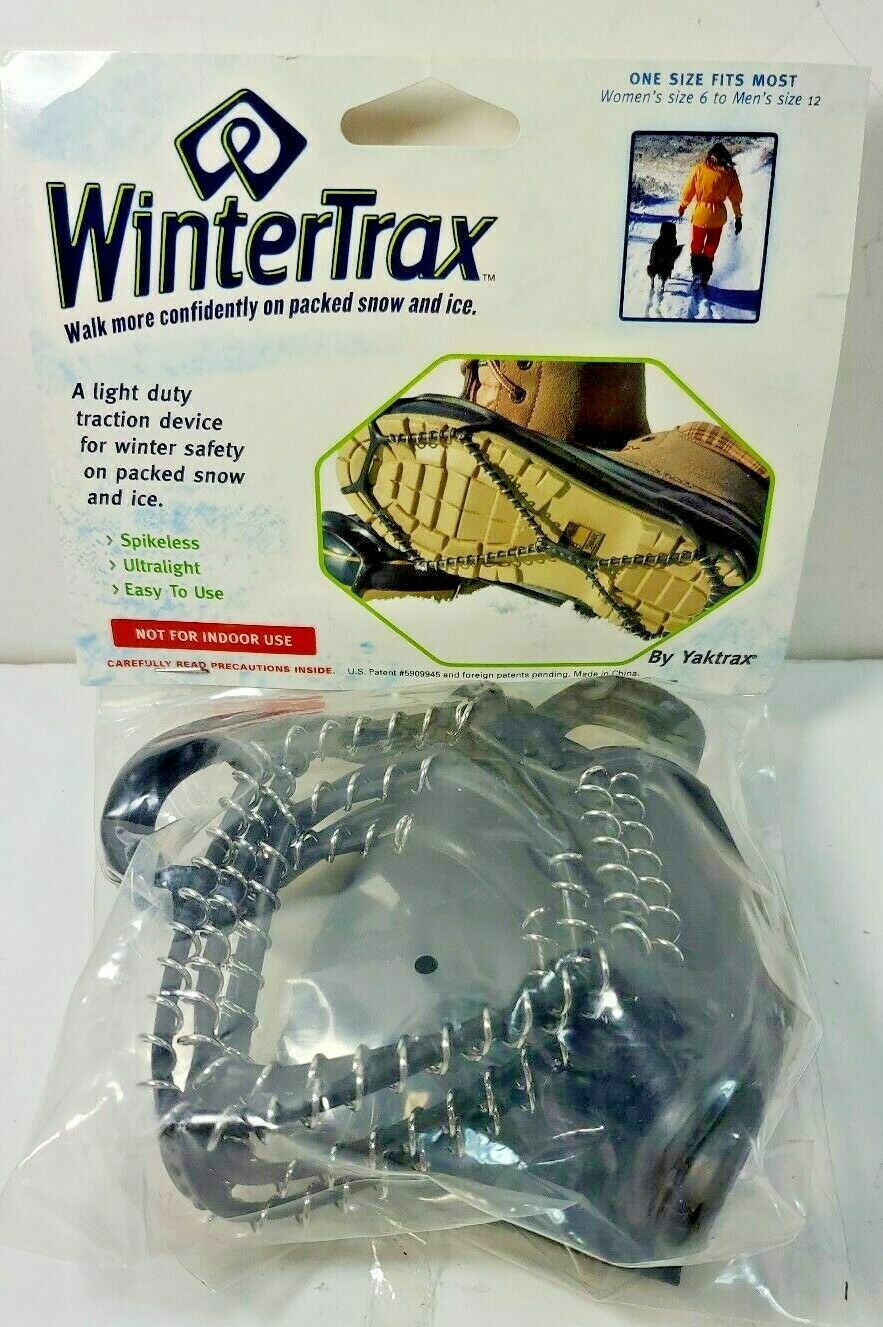 Yaktrax WinterTrax Ultralight Spikeless Traction - Unisex Fits Size 6 To 12, BLK