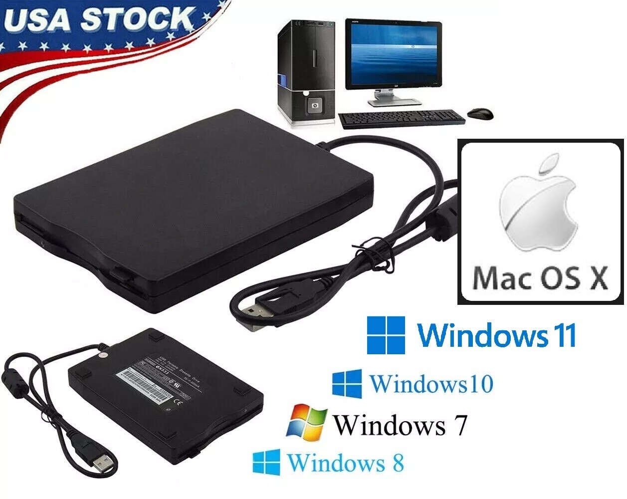 NEW  USB 2.0 External Floppy Disk Drive 3.5" 1.44MB Windows PC Mac OS