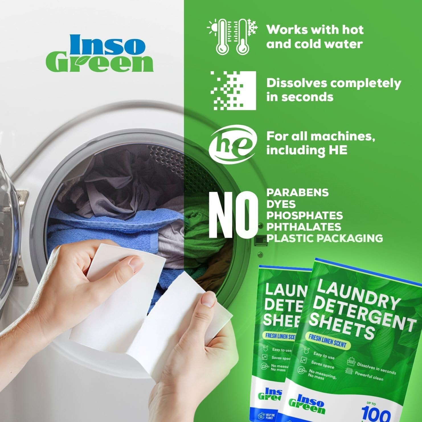 Laundry Detergent Sheets 100 Loads Eco Washer Sheets Detergent Zero Plastic Jugs