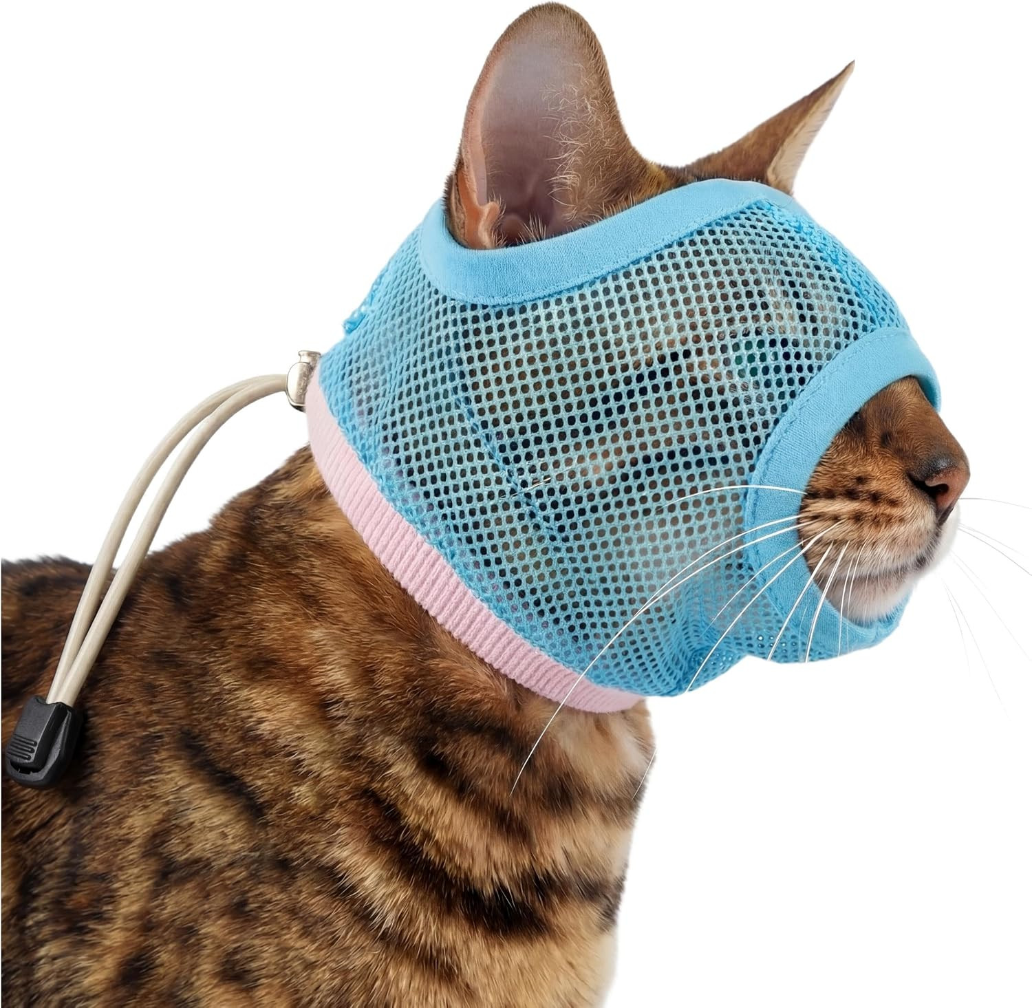 2 Pack Cat Calming Muzzle, Soft Breathable Mesh Cat Head Cover with Adjustable S