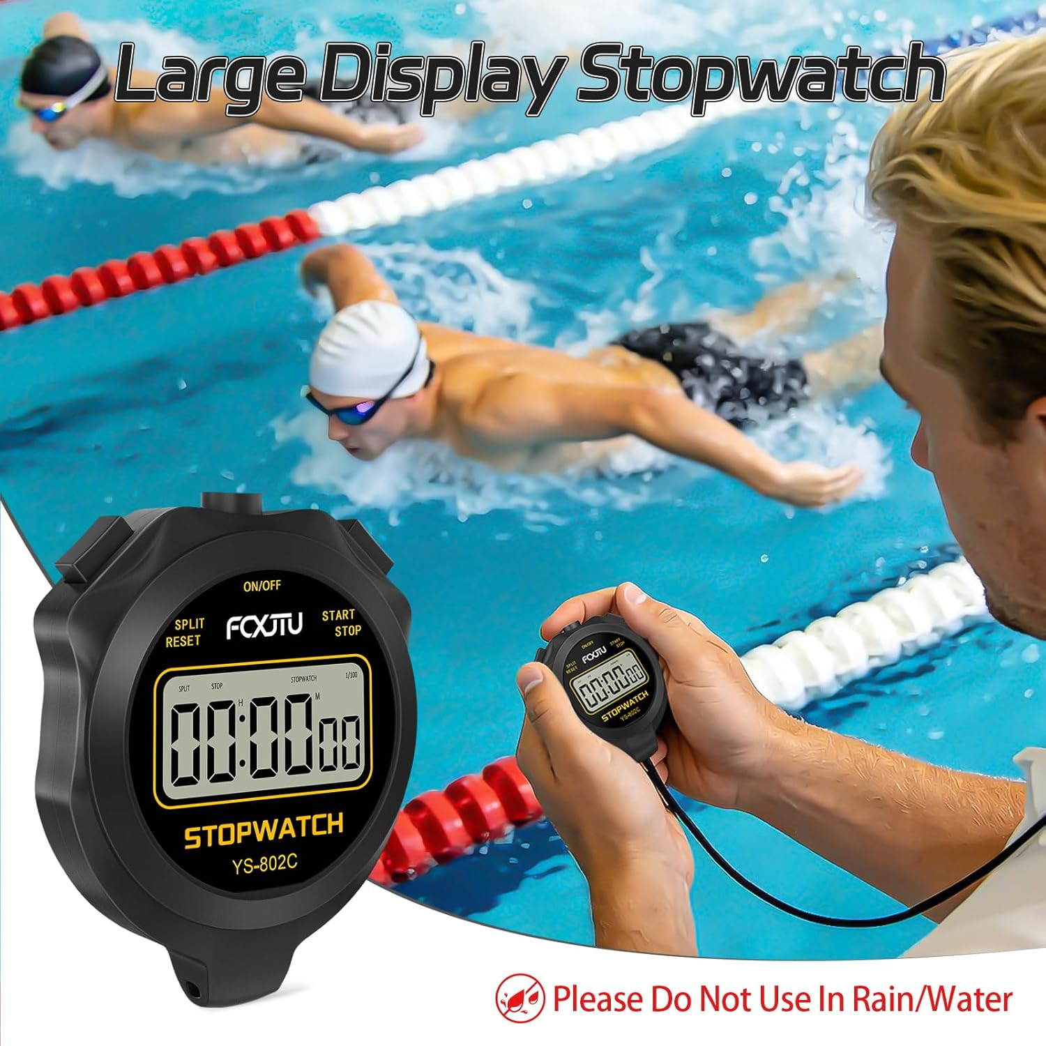 Digital Simple Stopwatch Timer, No Bells, No Alarm, Simple Basic Operation, Sile