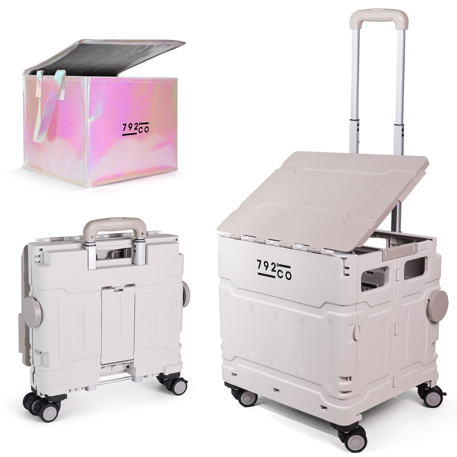 Foldable Utility Cart with Wheels Collapsible Rolling