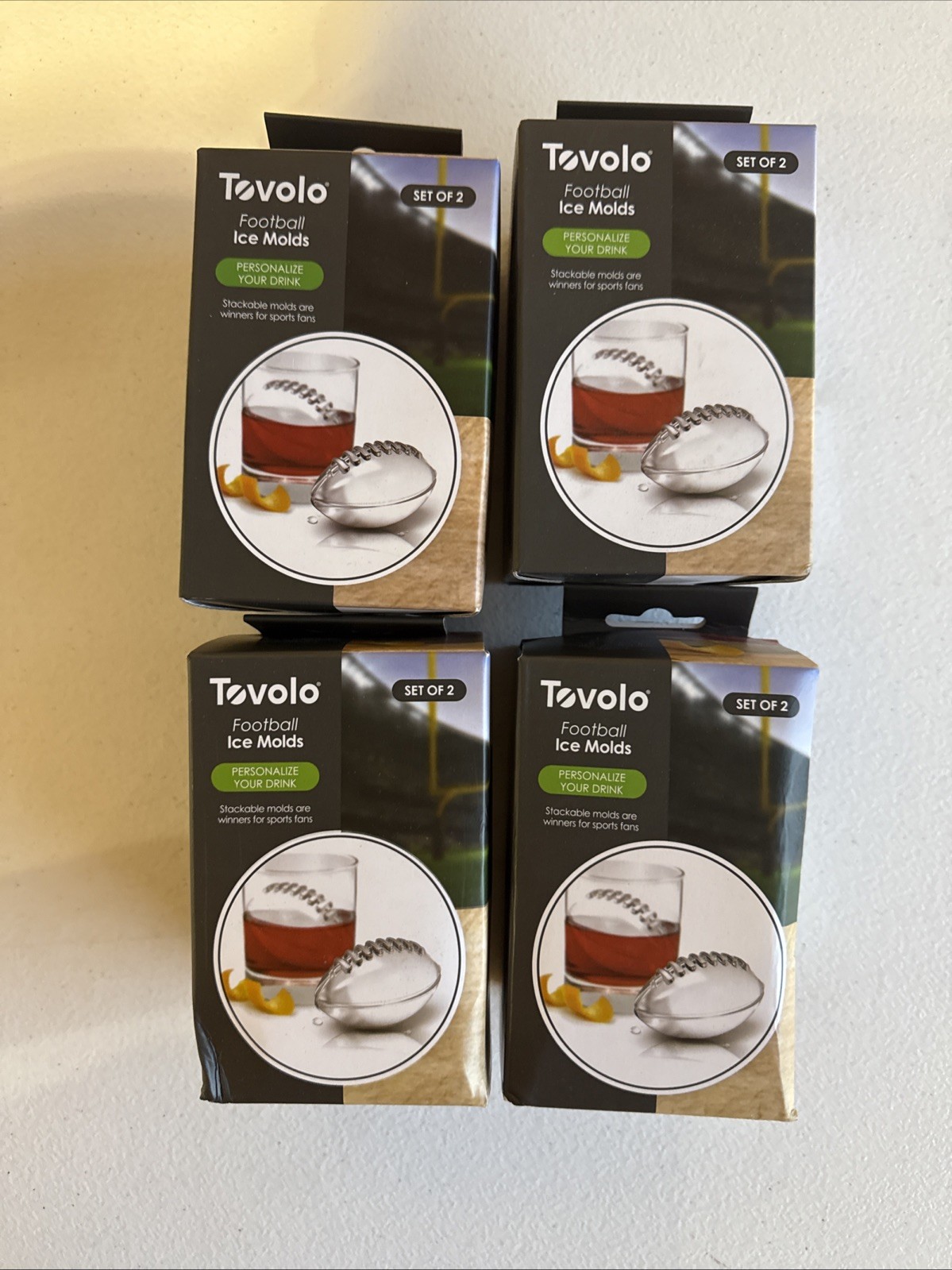 Lot Of 4 Tovolo Football Ice Molds New Sets Of Two Per Box.