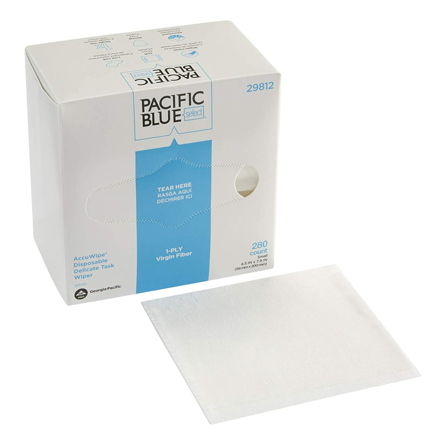 *1-Pack* Georgia Pacific Blue AccuWipe 4.5"x7.9" Delicate Task 280 Wipers 29812