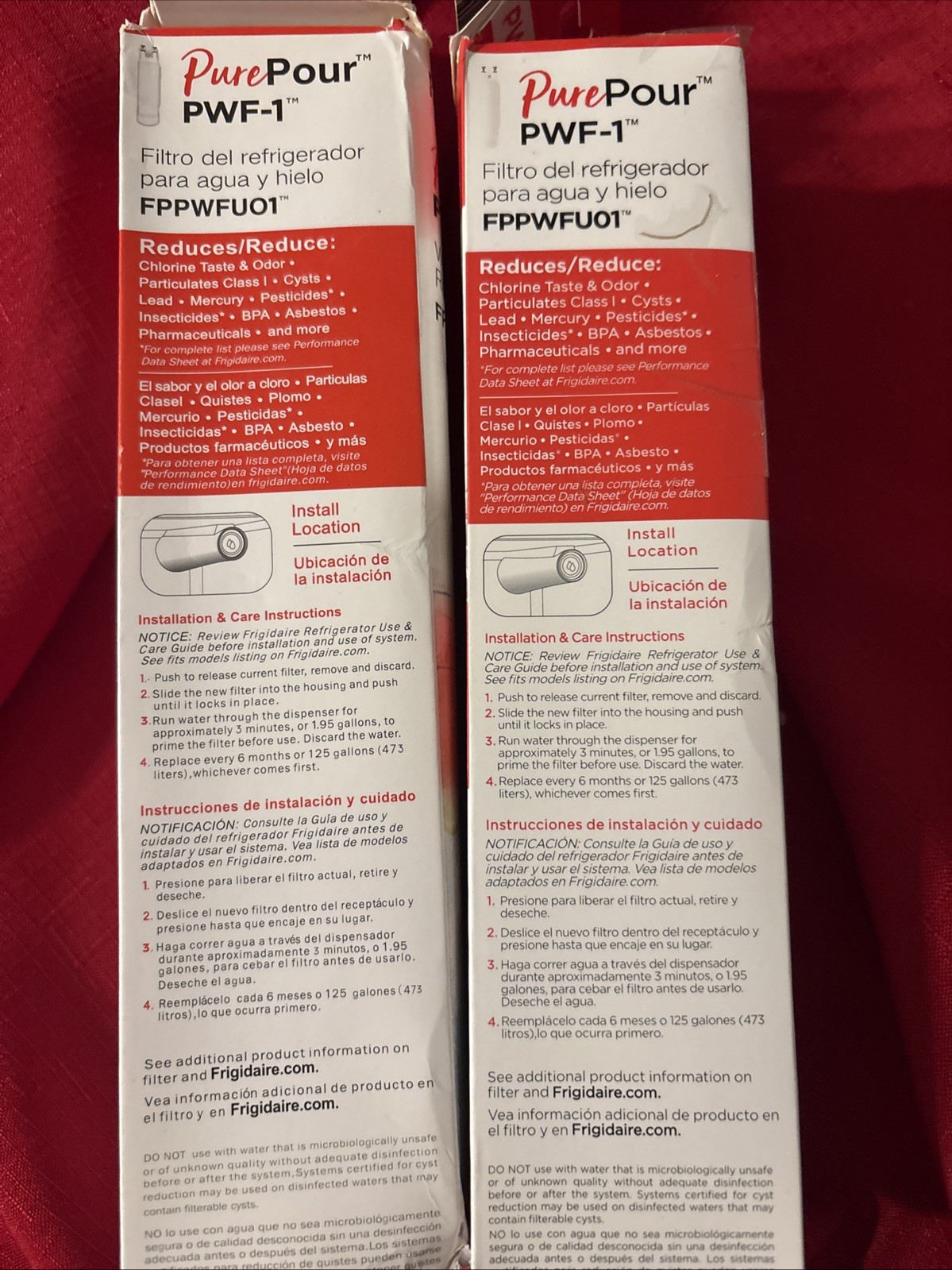 Frigidaire FPPWFU01 PurePour PWF-1 Refrigerator Water & Ice Filter New Lot Of 2
