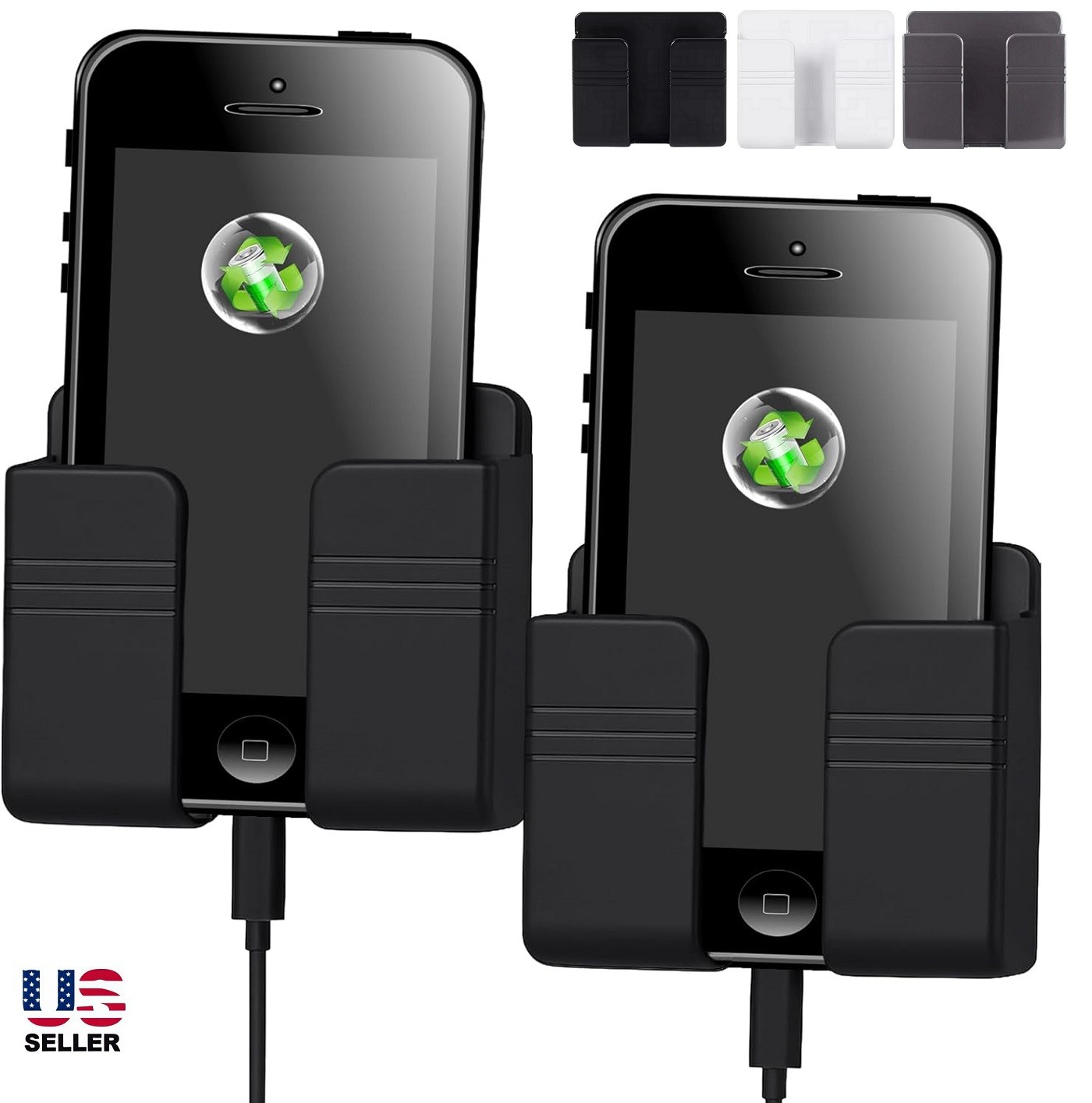 2Pcs Wall Mount Cell Phone Charging Holder Adhesive Mobile Phone Wall Stand USA