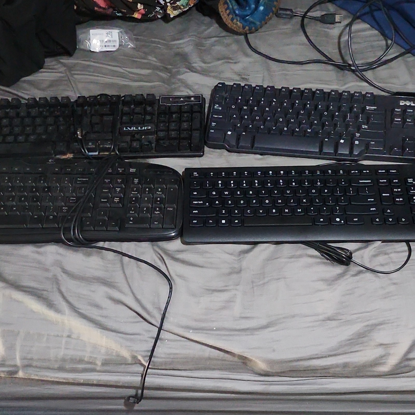 Dell LVLUP Wired Standard Black QWERTY English Plastic Keyboards Lot of 4