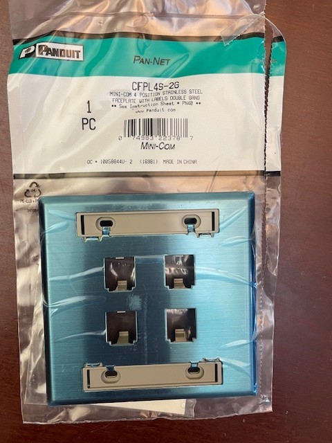 (BOX OF 10) PANDUIT CFPL4S-2G -  MINICOM, DOUBLE GANG,  4 PORT STAINLESS