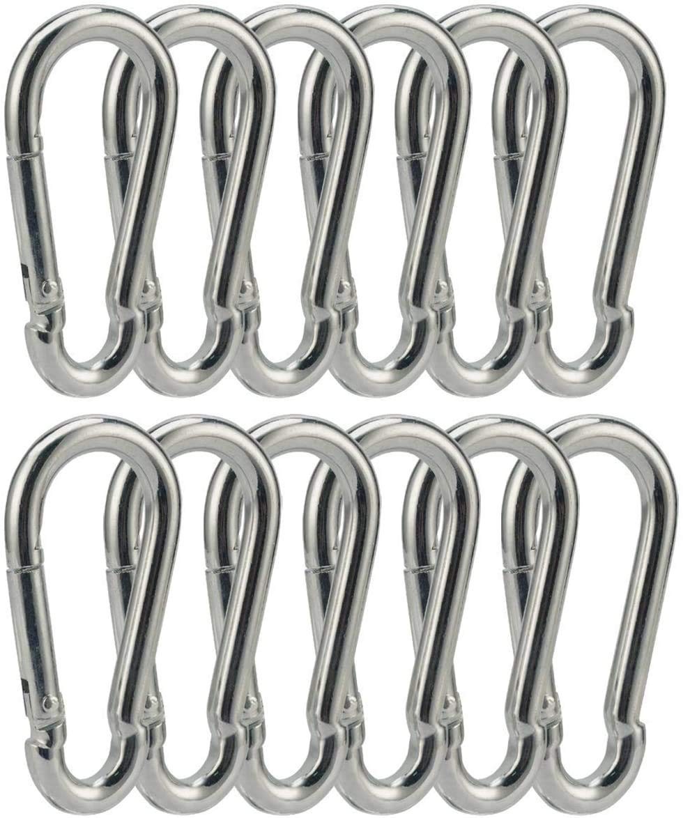 Carabiner 3 Inch Spring Snap Hook Heavy Duty Steel Carabiner Clip 12pcs 8x80m...