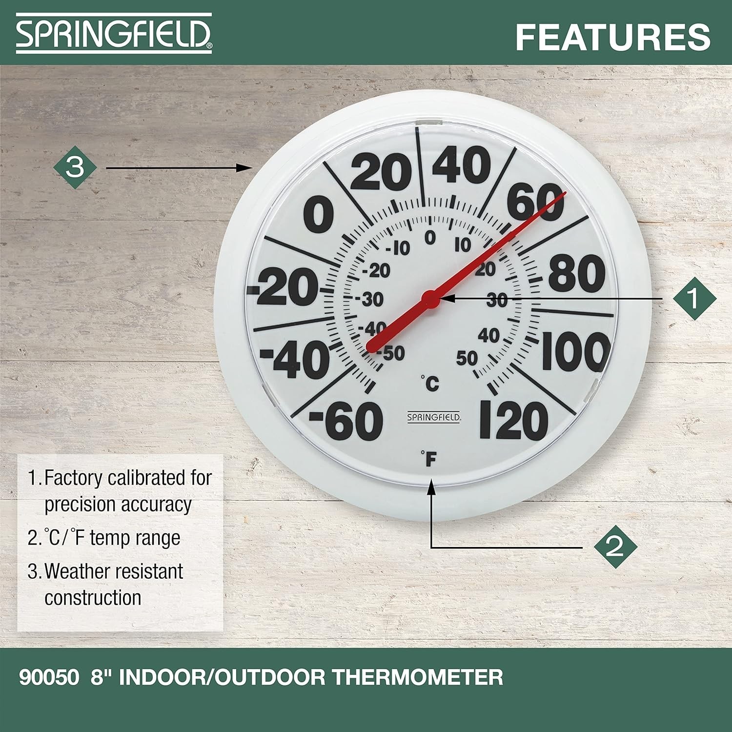 Durable Wireless Outdoor Thermometer with Large Easy-to-Read 8-Inch Display
