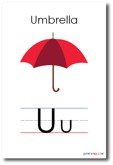NEW LANGUAGE ARTS POSTER - The Letter U - Umbrella Spelling - Alphabet  POSTER