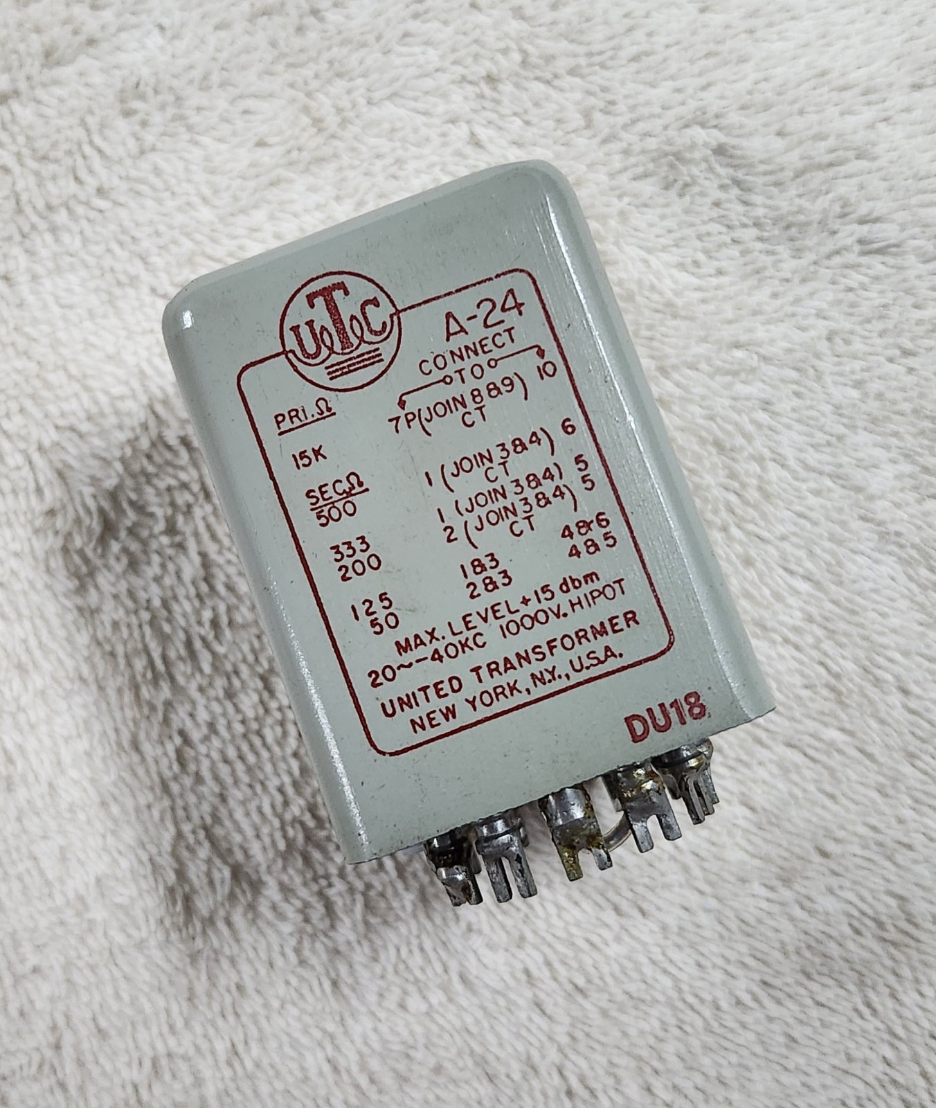 UTC A-24 Plate-to-Line Audio Transformer, Nice Condition, for Preamplifier,  #1