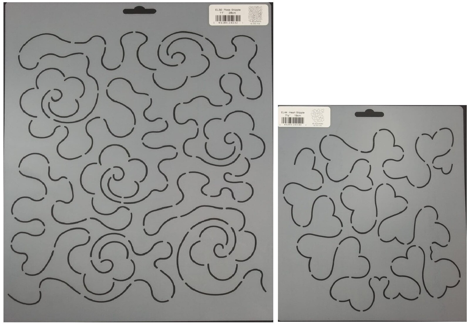 2 Quilting Stencils Rose & Heart Quilt Pattern Floral Background Flower Template