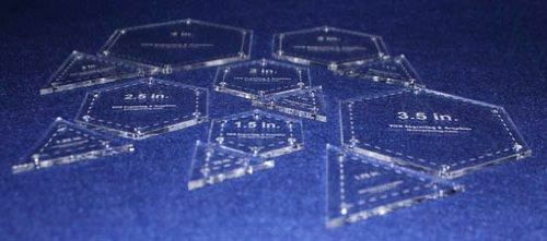 12 Piece Quilt Templates Equilateral Triangles & Hexagon Set 1/8"