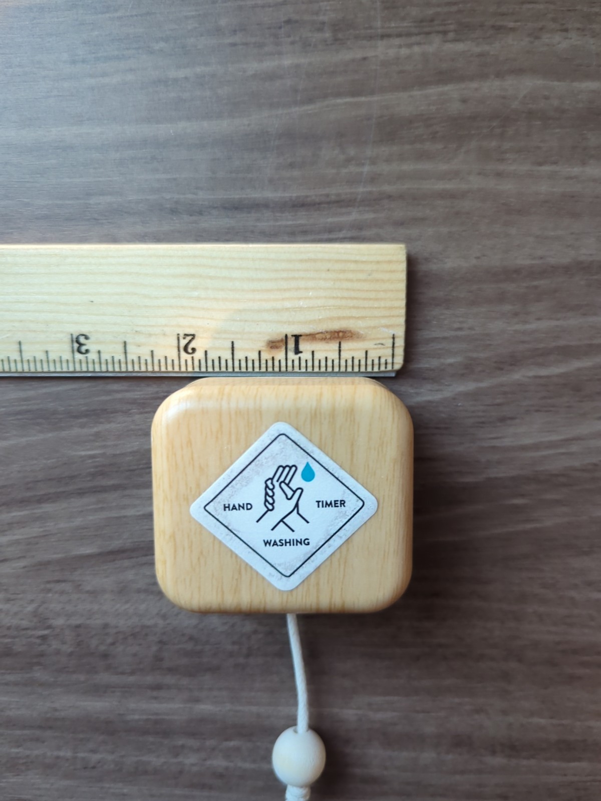 Kikkerland Hand Washing Timer Pull String Wood Block 20 Sec Reminder