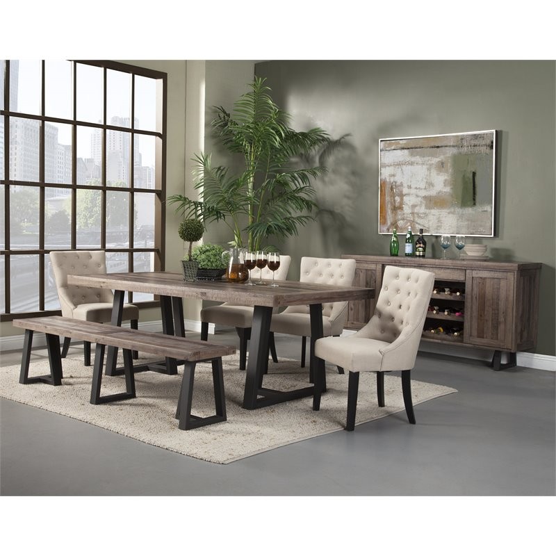 Pemberly Row Set of 2 Upholstered Dining Side Chairs in Black