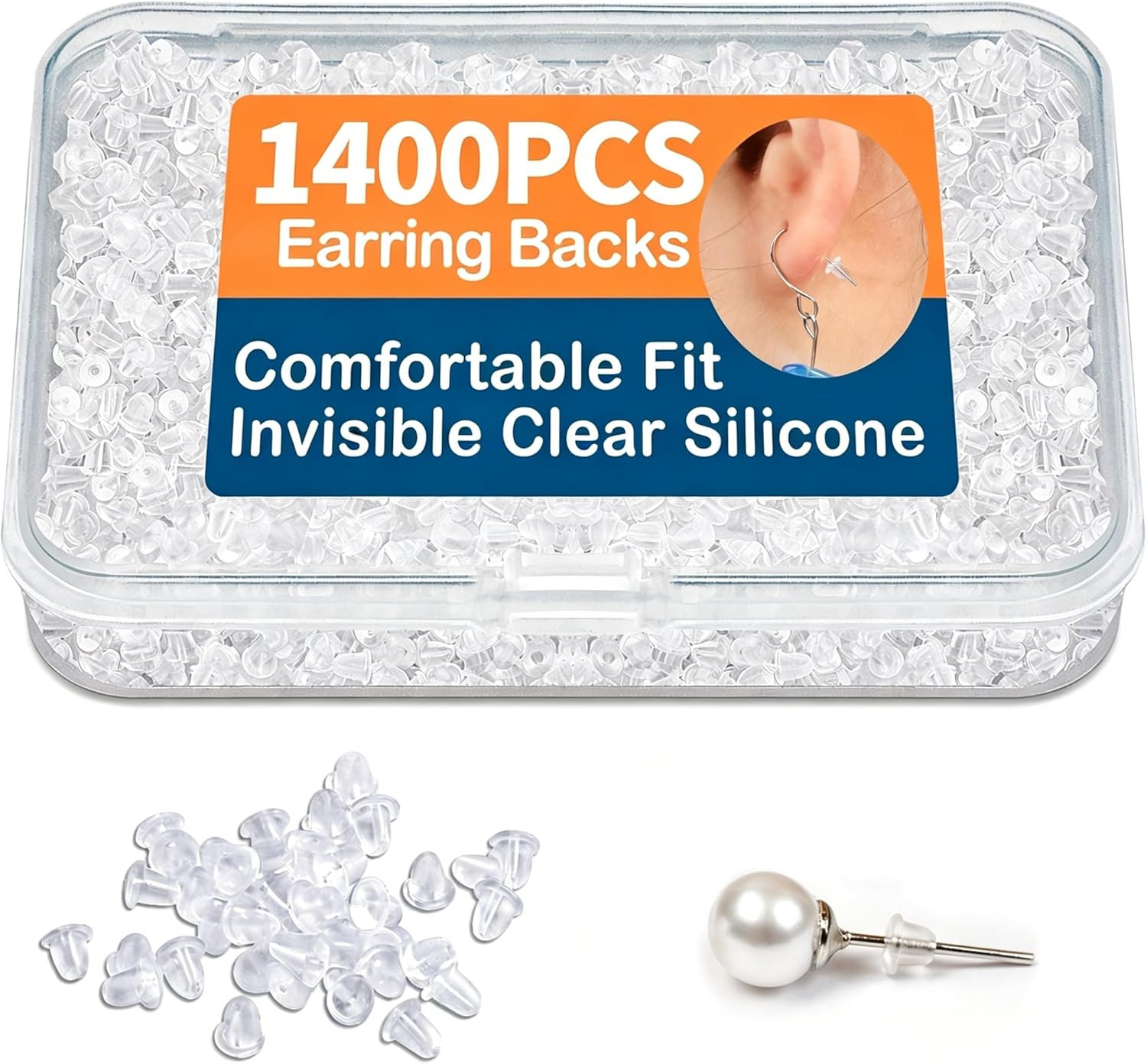 1400PCS Clear Silicone Earring Backs – Soft & Invisible Small clear