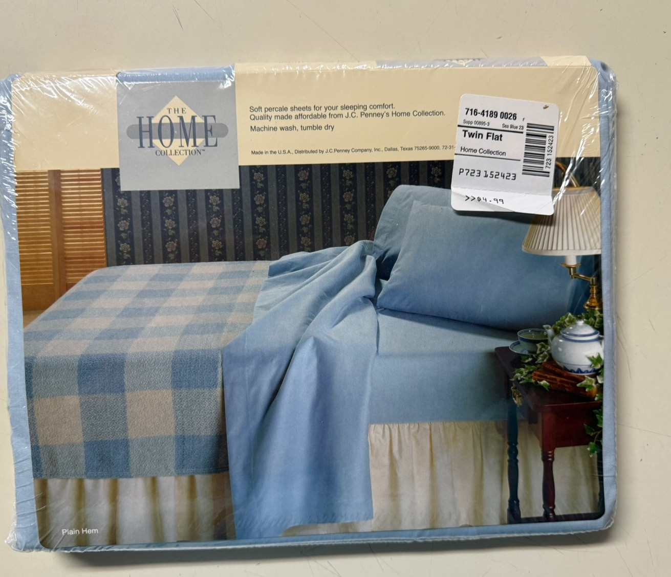 Sea Blue New The Home Collection Twin Flat Sheet 66" X 96" Cotton Polyester