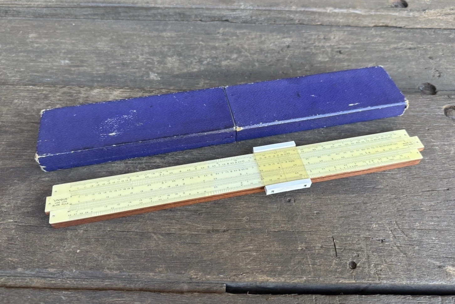 Vintage Unique Log Log Slide Sliding Rule & Case Measuring Drawing Old Tool