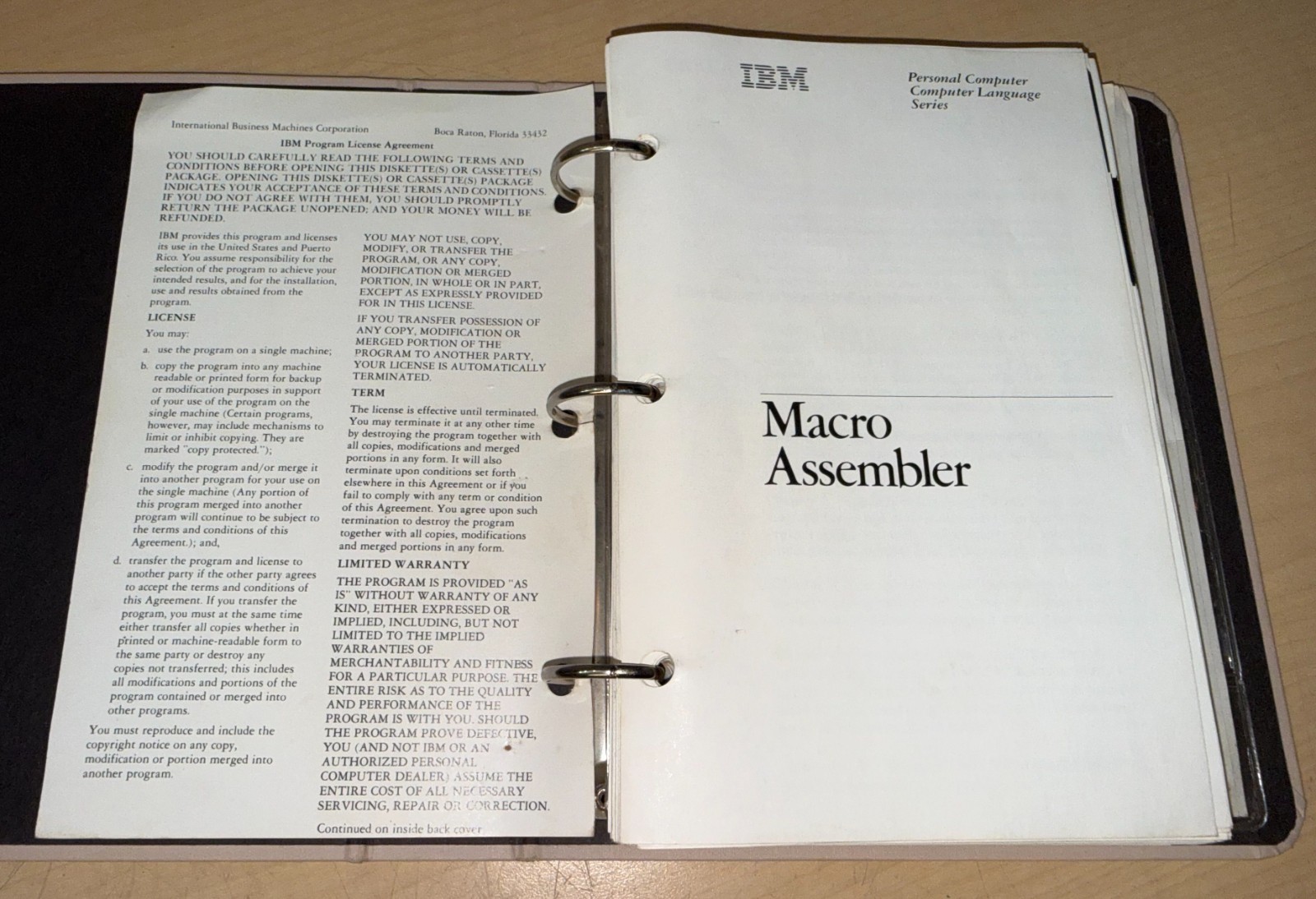 IBM Macro Assembler 6024002 Manual AT/XT KL