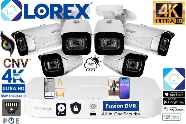 Lorex 4K 2TB NVR 16-Camera (8 Wired + 8 Fusion Wi-Fi) & 6 Cameras Color Night 🔥