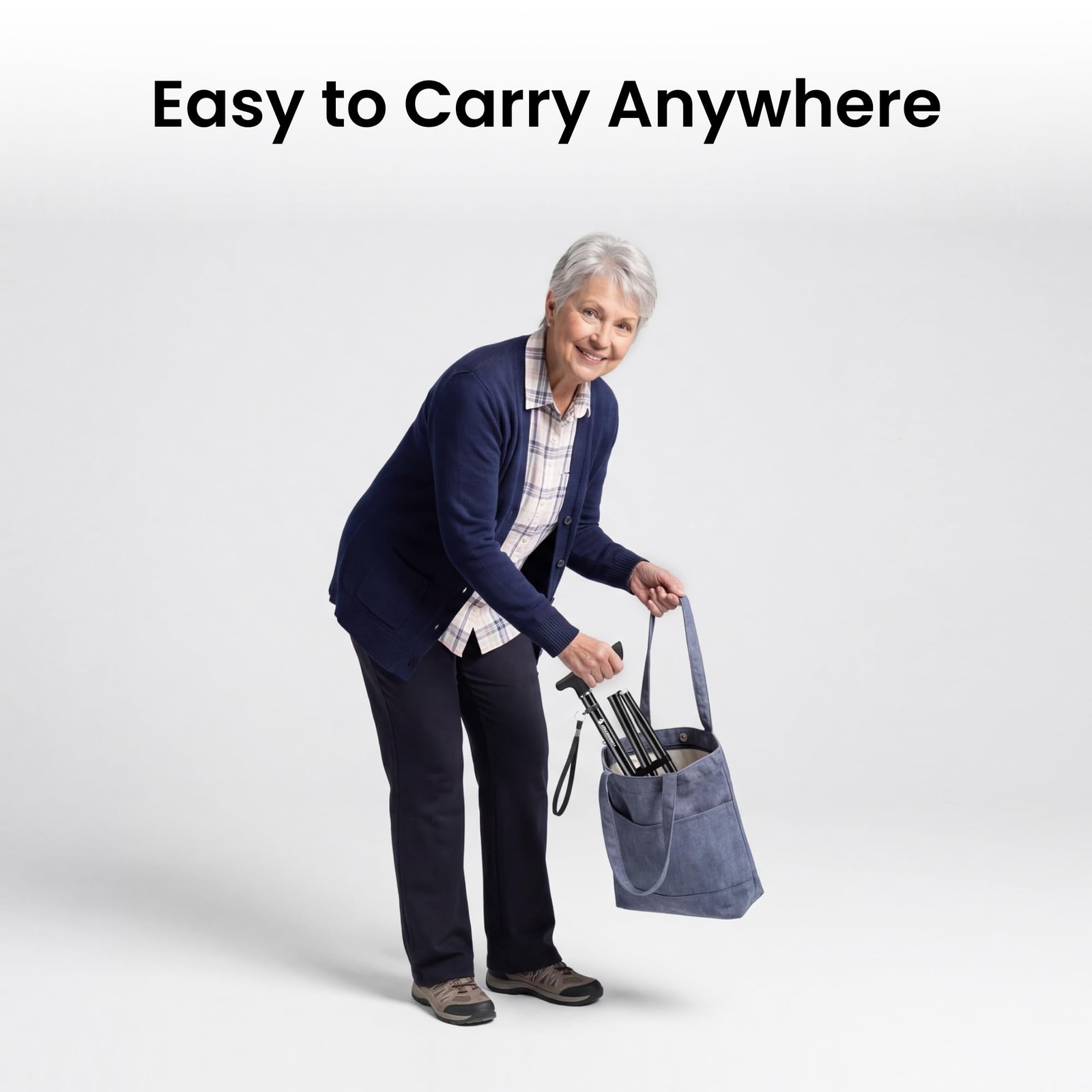 Foldable Walking Cane 350 Lbs Load Adjustable Height - Glow-in-the-Dark Tip