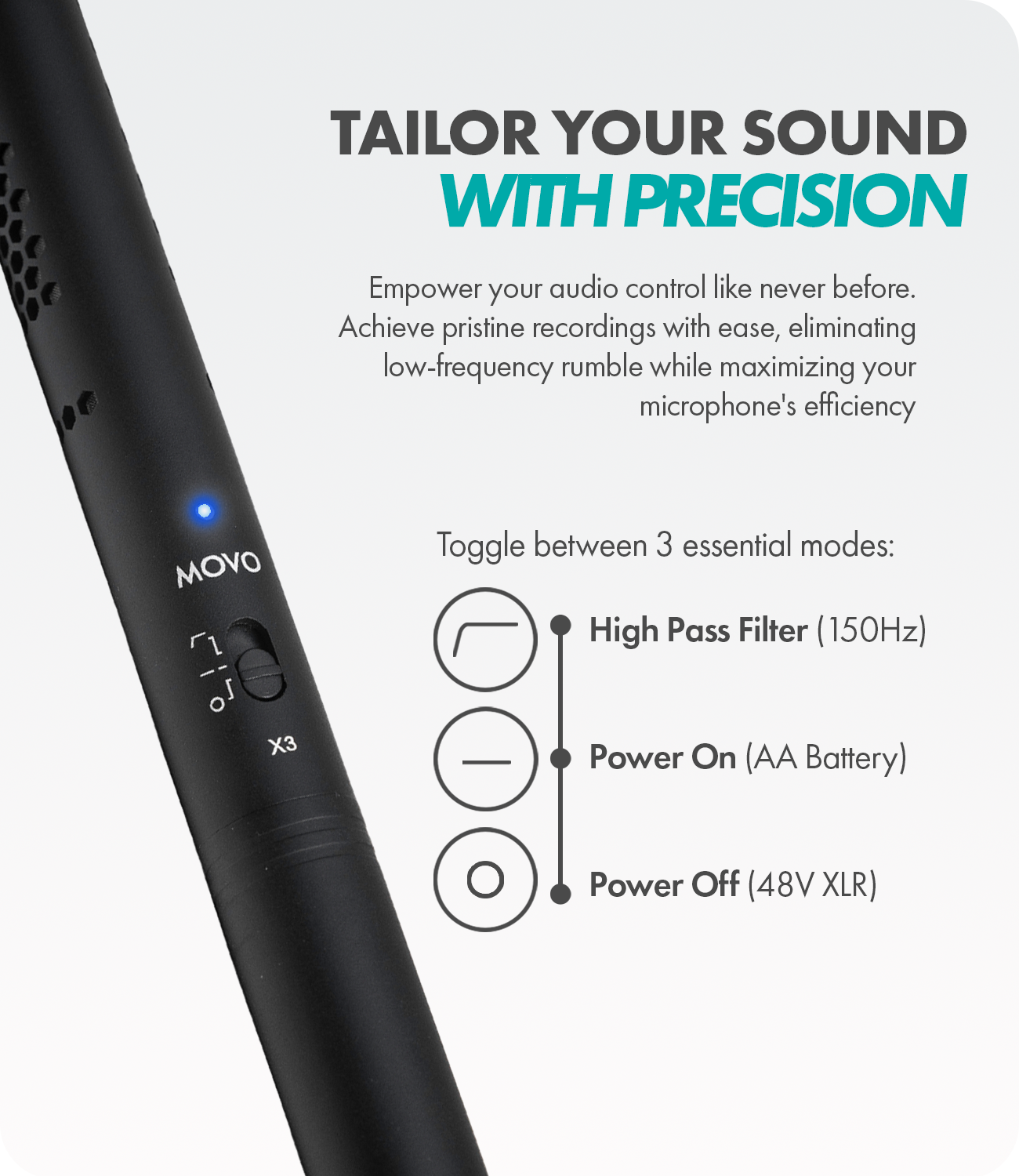 Movo X3-II 11" XLR Shotgun Mic for DSLR Camera - Supercardioid Boom Microphone