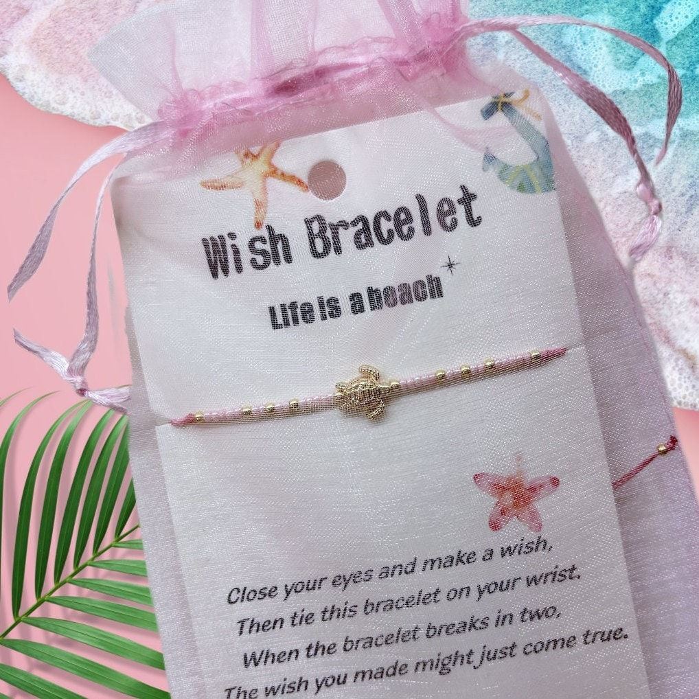 da Hawaiian Store Life is a Beach Honu Turtle Wish Bracelet" (Choose Color)