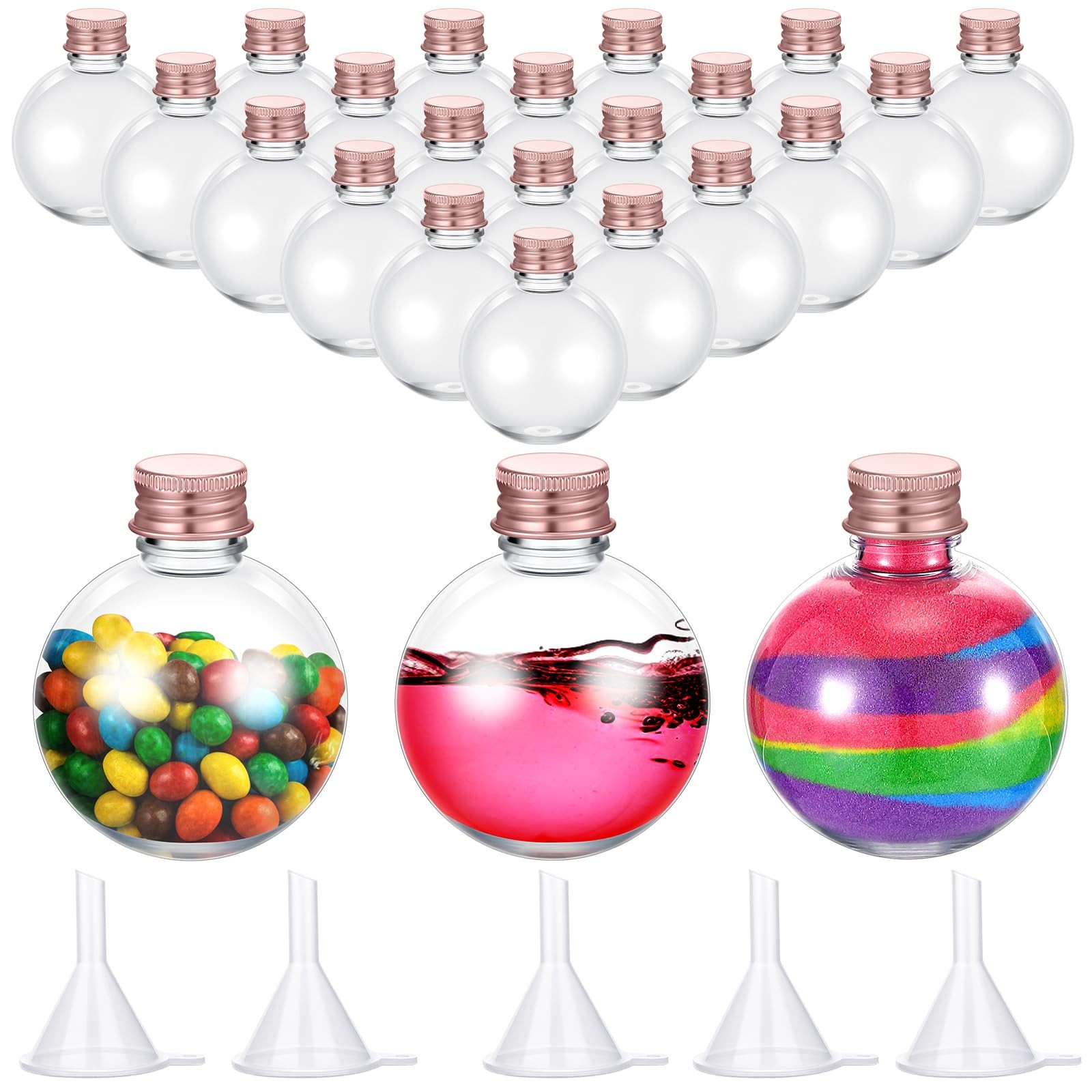 Spherical Plastic Potion Bottles 3.4 oz 24 Pcs with Funnels - DIY Crafts Decor