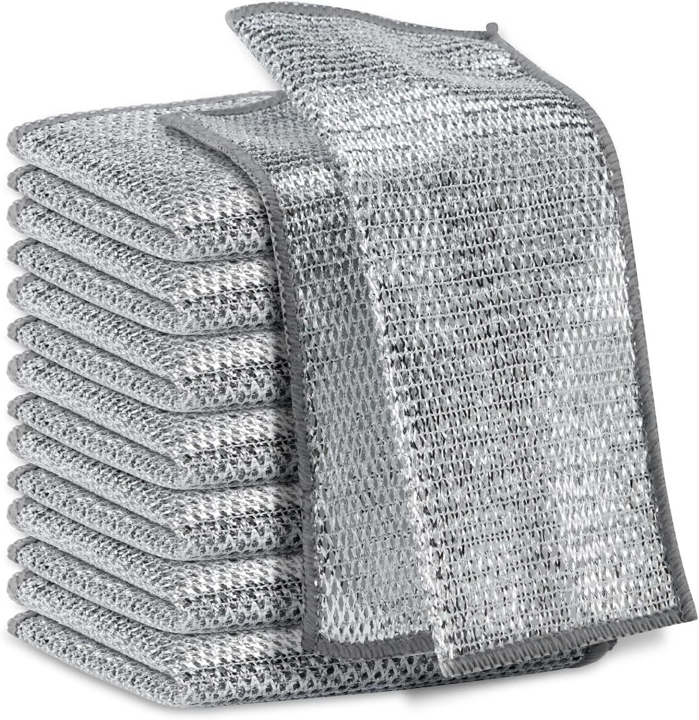Multipurpose Wire Miracle Cleaning Cloths, Magnifying Small, Silver-8pcs