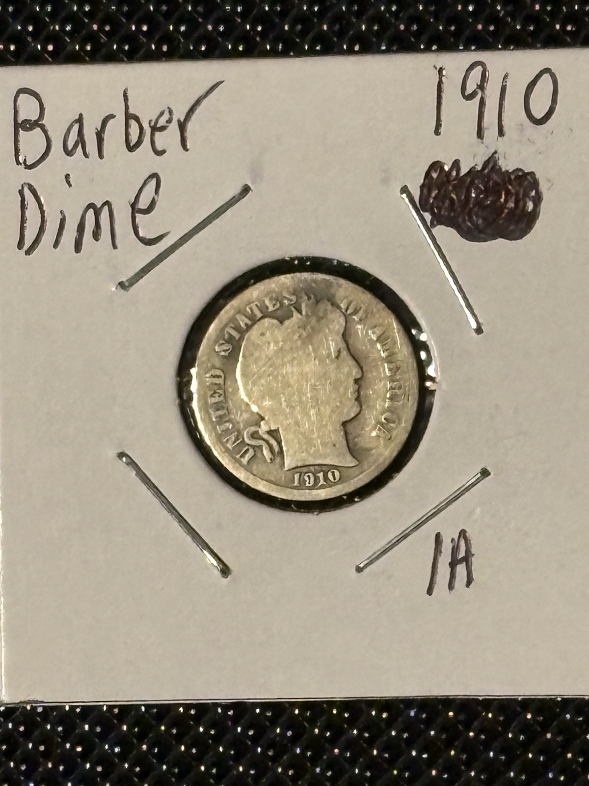 1910 Barber Dime Item 1-A