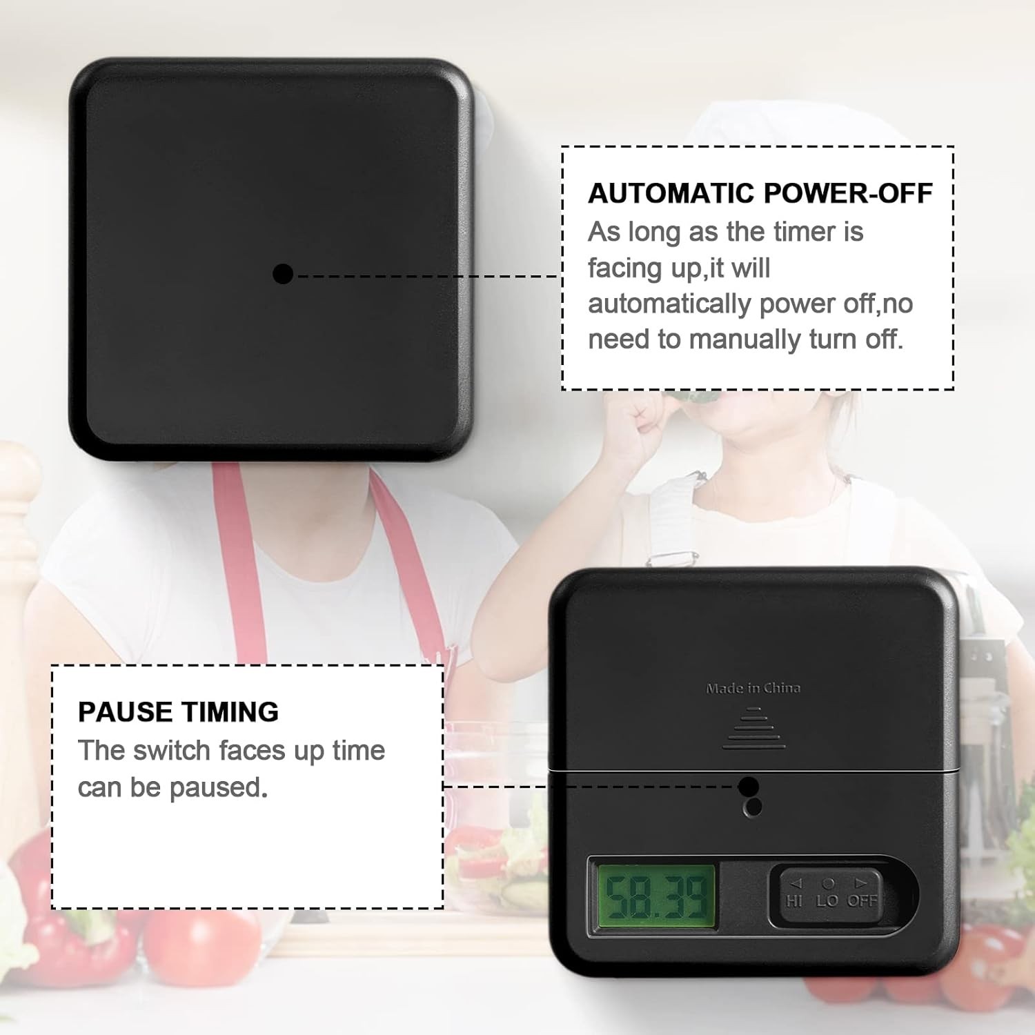 Compact Black Gravity Sensor Timer - Effective Time Management for Home & Office