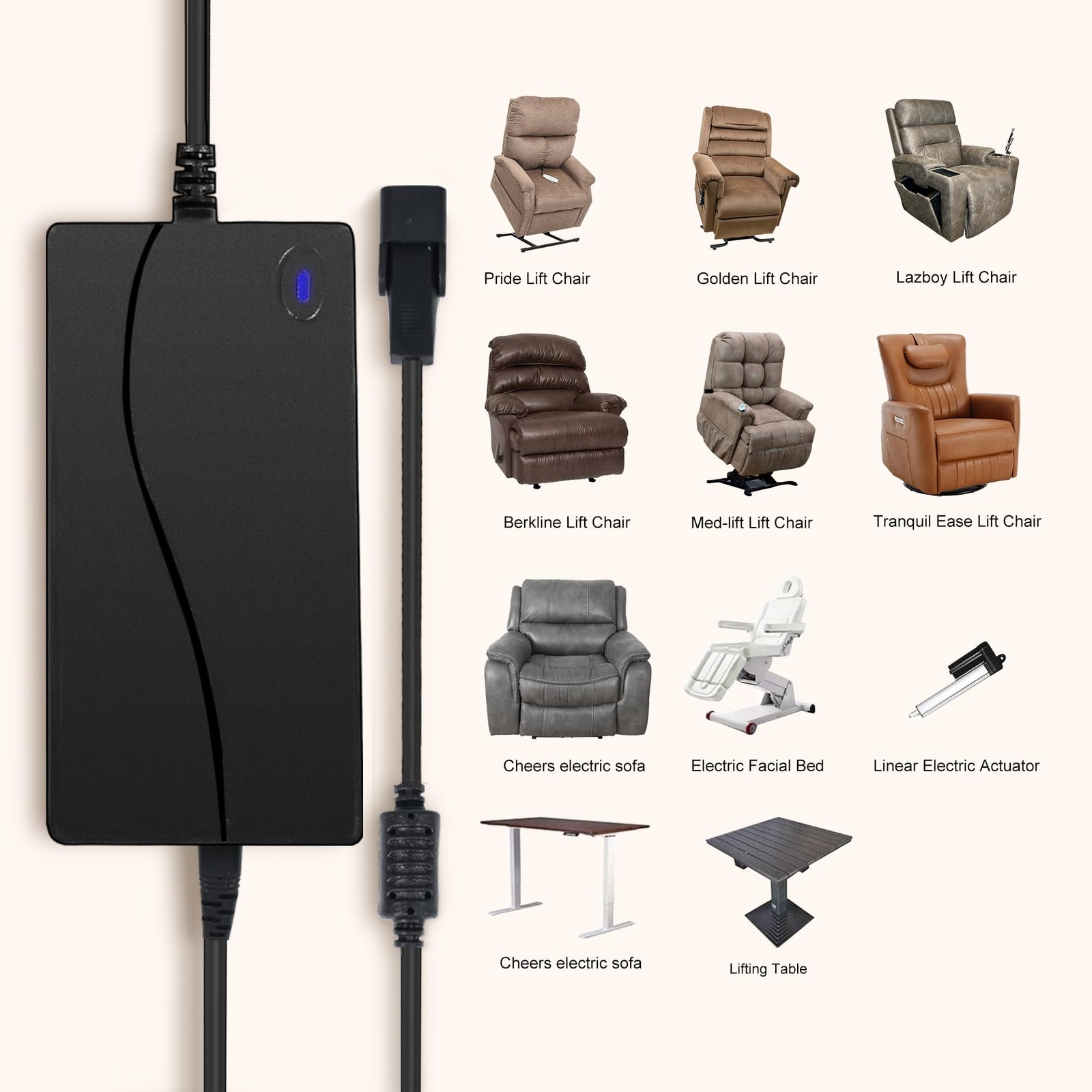 Power Recliner Power Supply 29V 2A 2 Pin Recliner Power Cord for Electric Rec...