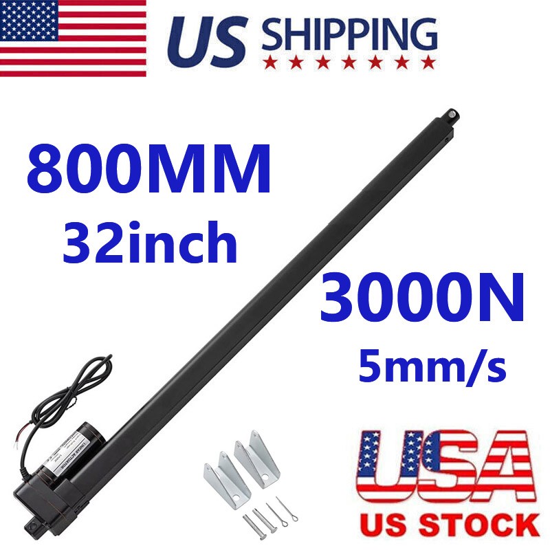 32Inch 800MM High Speed5mm/s Linear Actuator Motor 3000N DC12V Mounting Brackets
