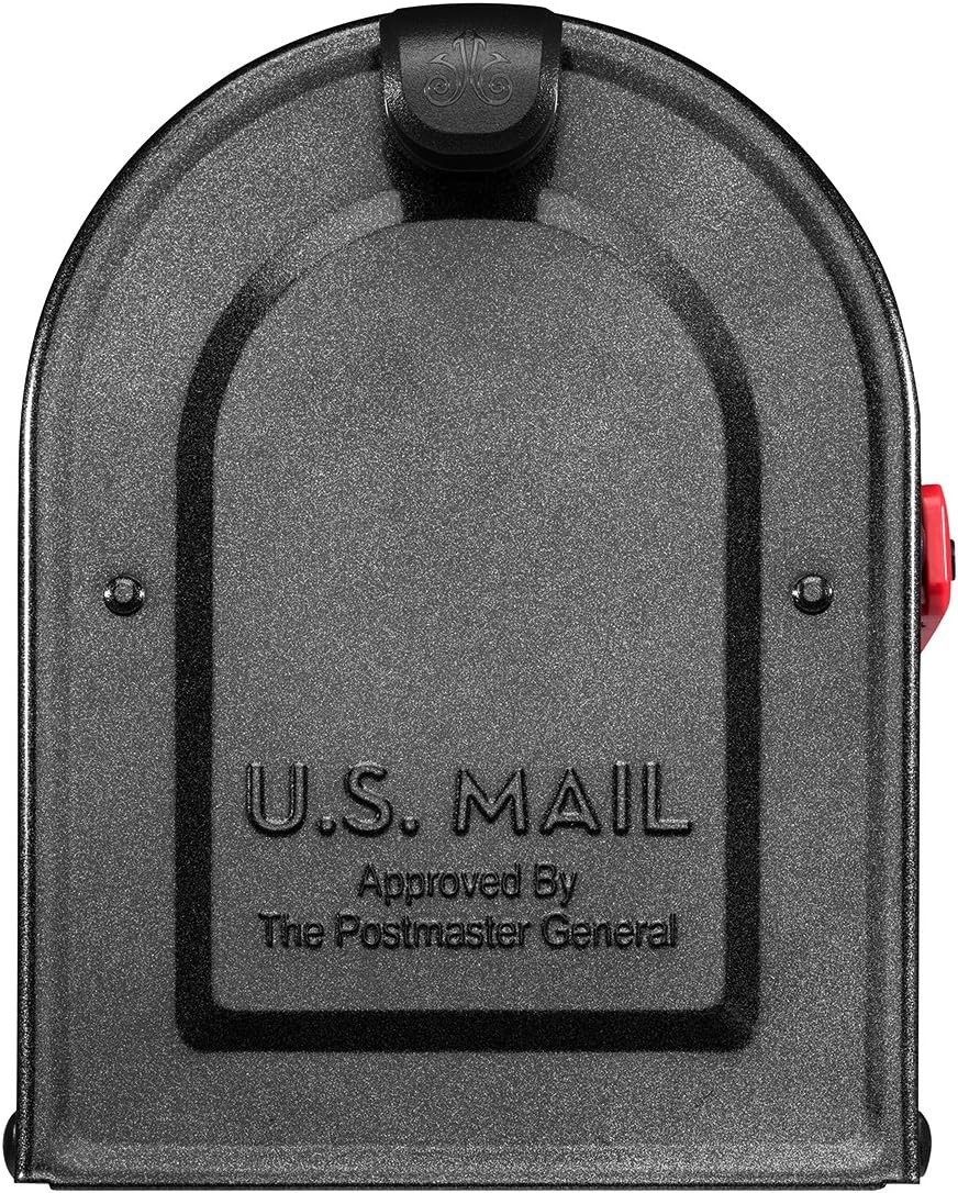 Sleek Medium Pewter Mailbox - Post Mounted, Rust Resistant with Address Display