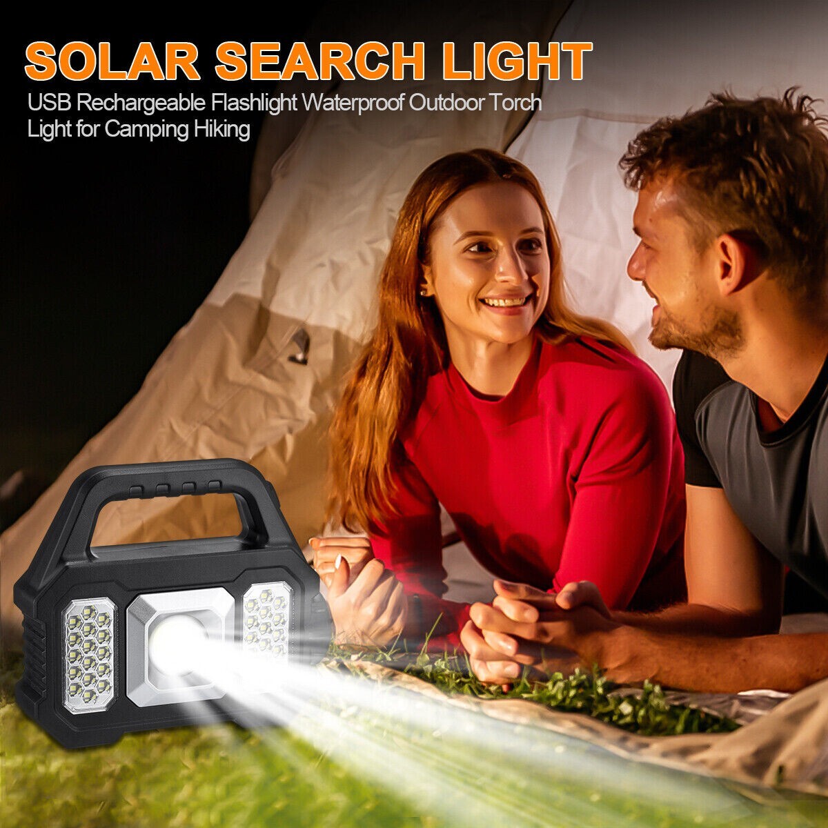 Solar Power LED Camping Lamp Flashlight Tent Light Lantern Rechargeable Battery