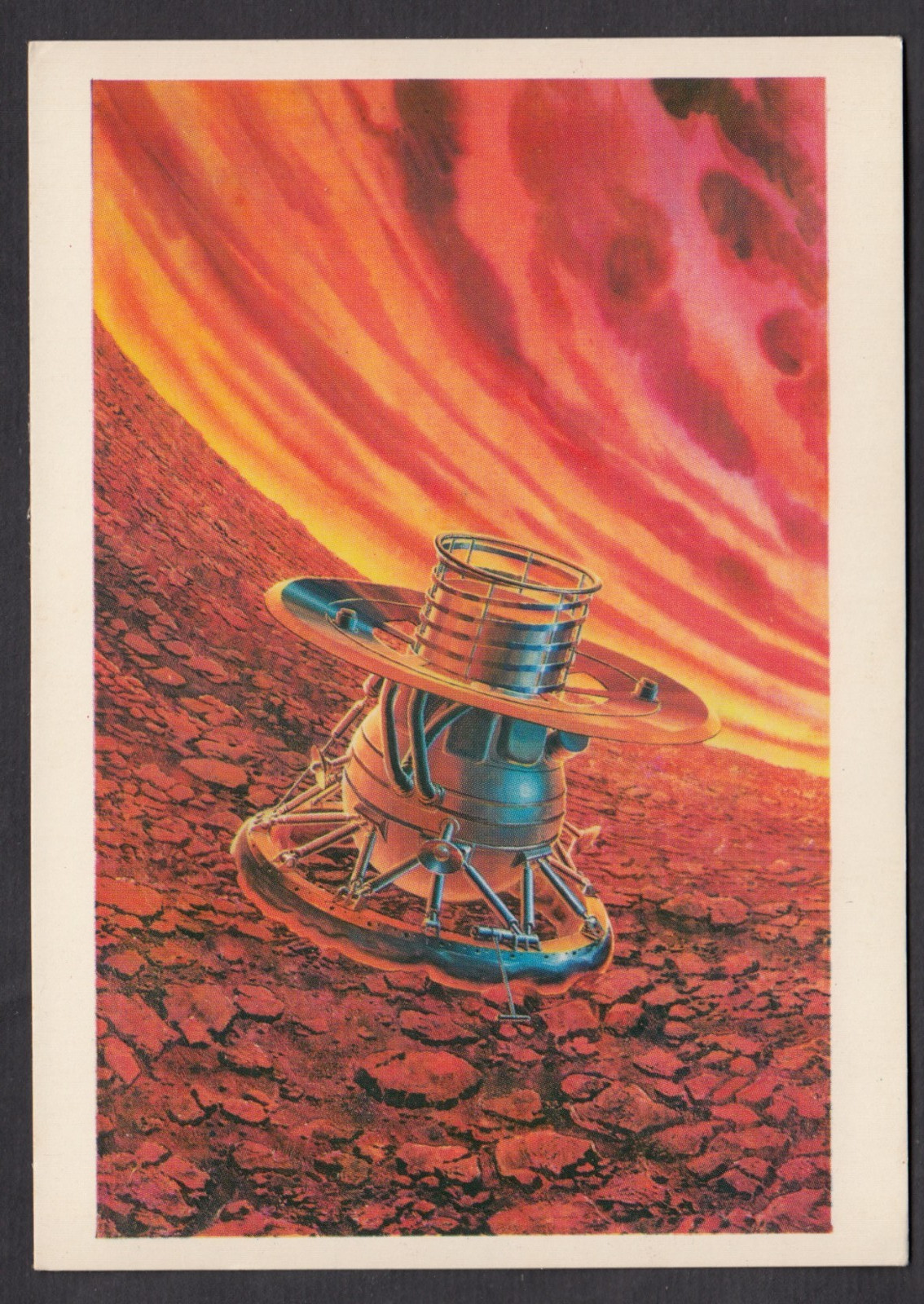 1978 Soviet Space Ship Venera Venus - 9 station on Venus art  Sokolov postcard