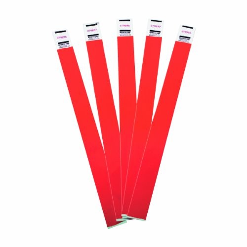 Ace Office 75441 Tyvek Wristbands Red 0.75" x 10" 100-Pack